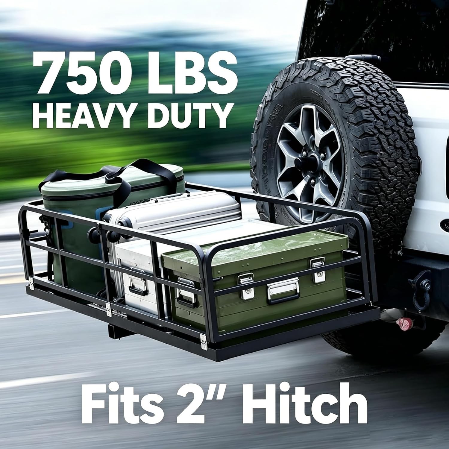 750lb Folding Trailer Hitch Cargo Carrier Basket Luggage Rack For 2″ Receiver
