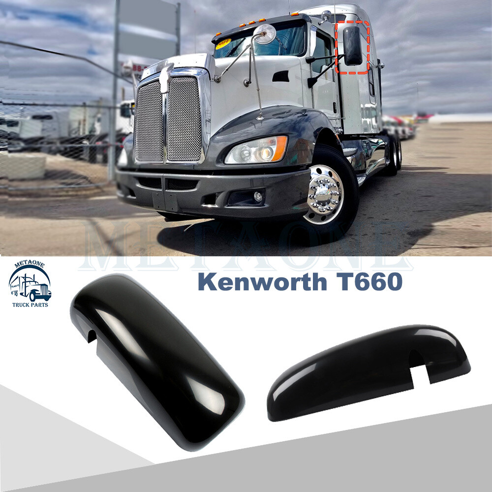 Black Door Mirror Cover Pair for Kenworth T660 T600 T370 T800 LH+RH