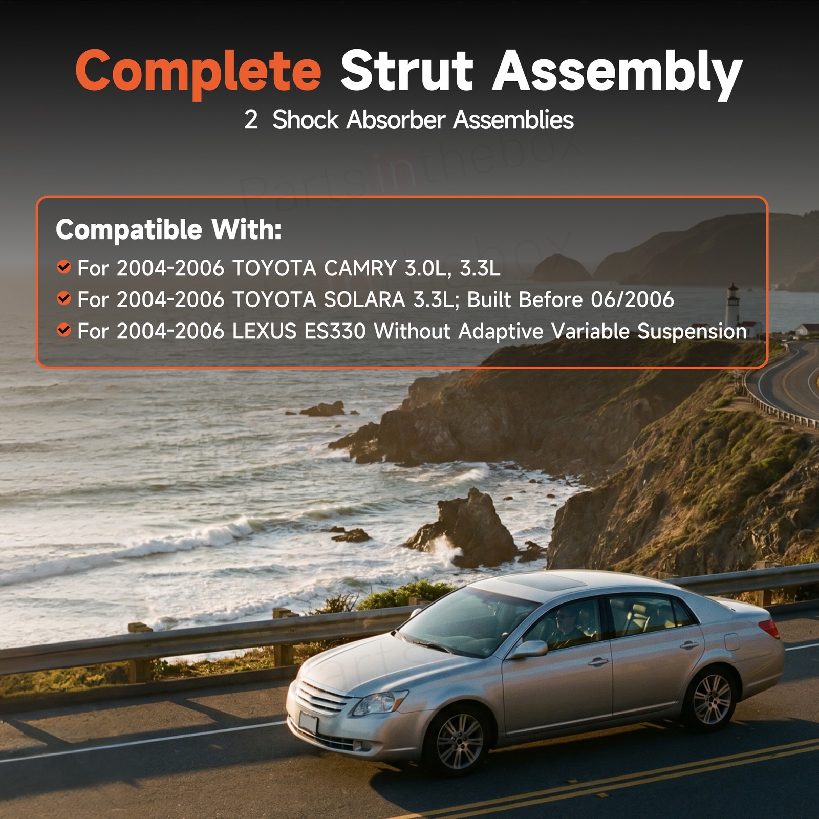 Pair REAR Struts w/ Coil Spring for 2004 – 2006 Toyota Camry Solara Lexus ES330