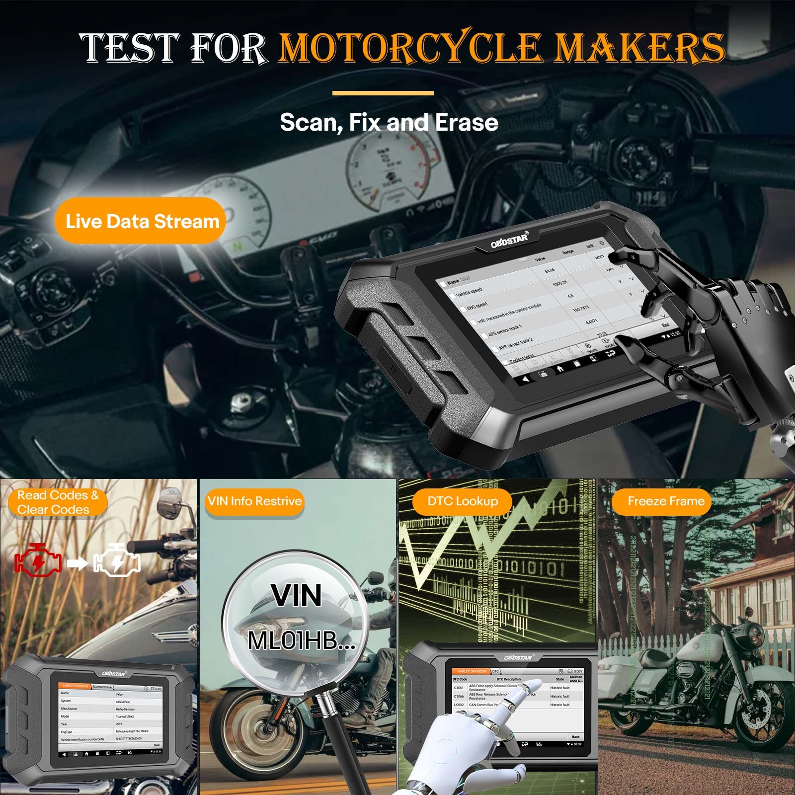 OBDSTAR ISCAN Fit For HARLEY DAVIDSON Motorcycle Diagnostic Scanner Progarmming