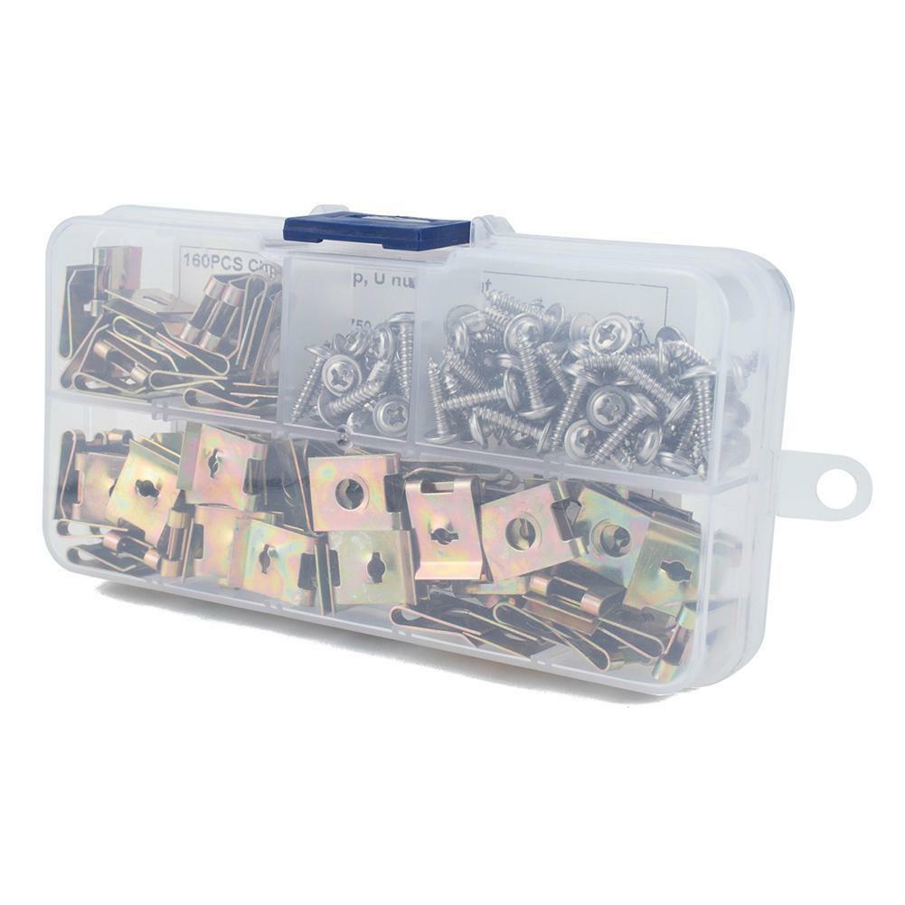 160PCS U Nuts Self Tapping Screw Spire U Clips Fit For Car Body Interior Panels