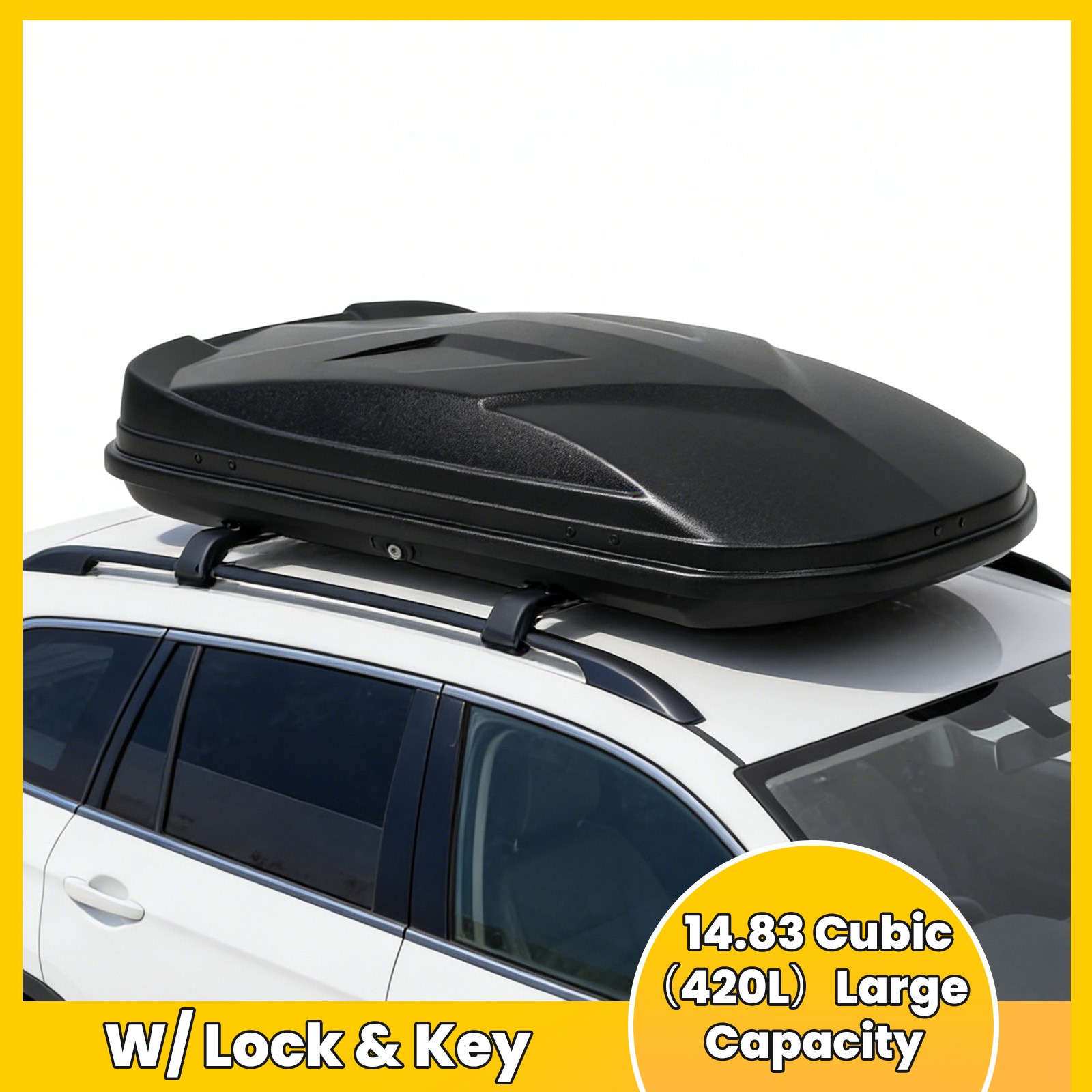 15 Cubic Hard Shell Roof Top Mount Car Storage Travel Luggage Box Cargo Carrier