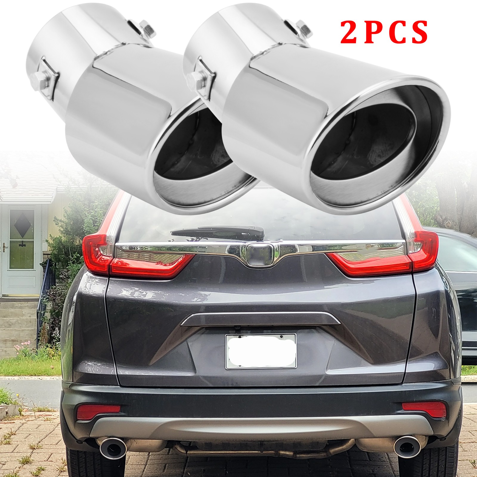 For Honda CR-V 2PCS Car Rear Exhaust Pipe Tail Muffler Tip Trim Stainless Steel