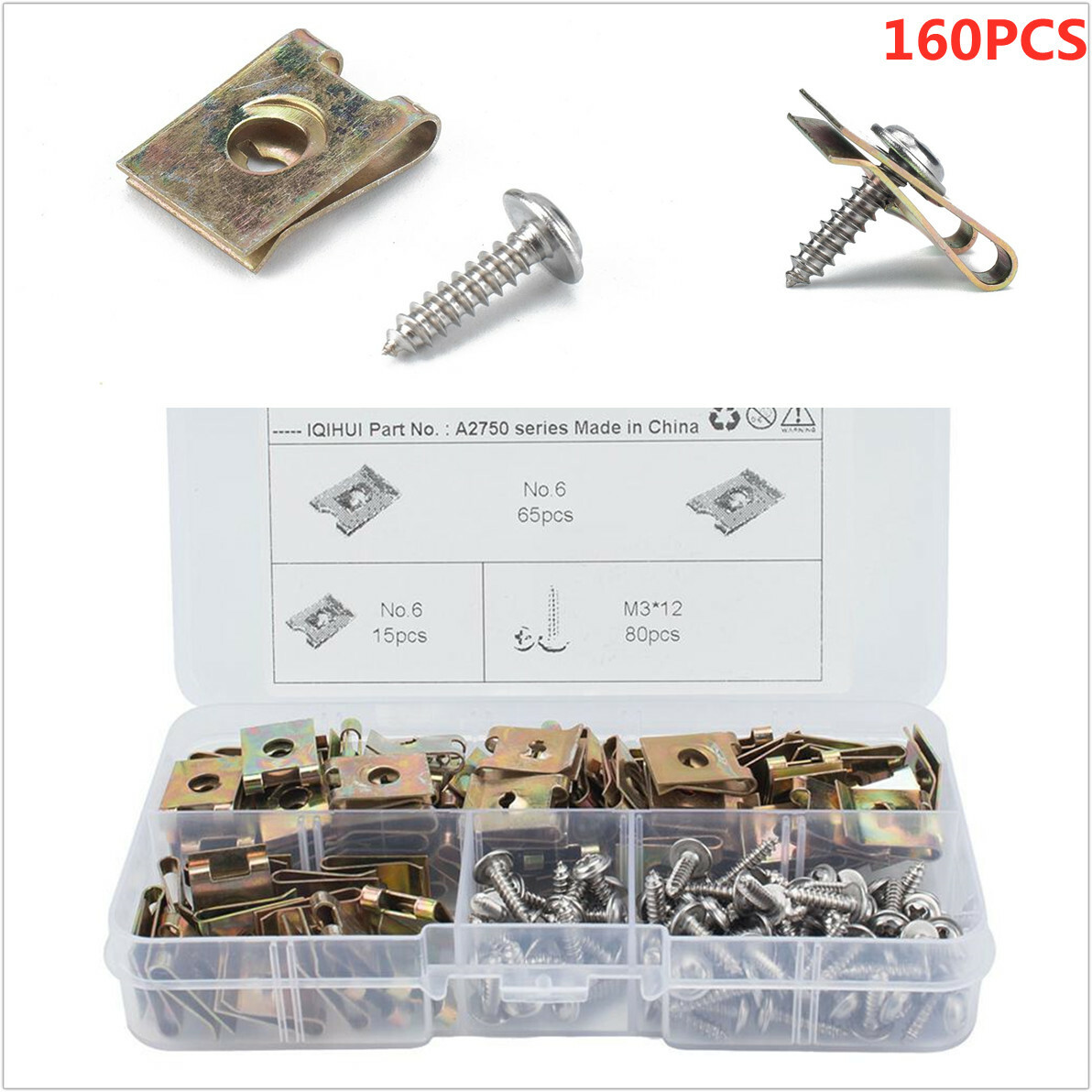 160PCS U Nuts Self Tapping Screw Spire U Clips Fit For Car Body Interior Panels