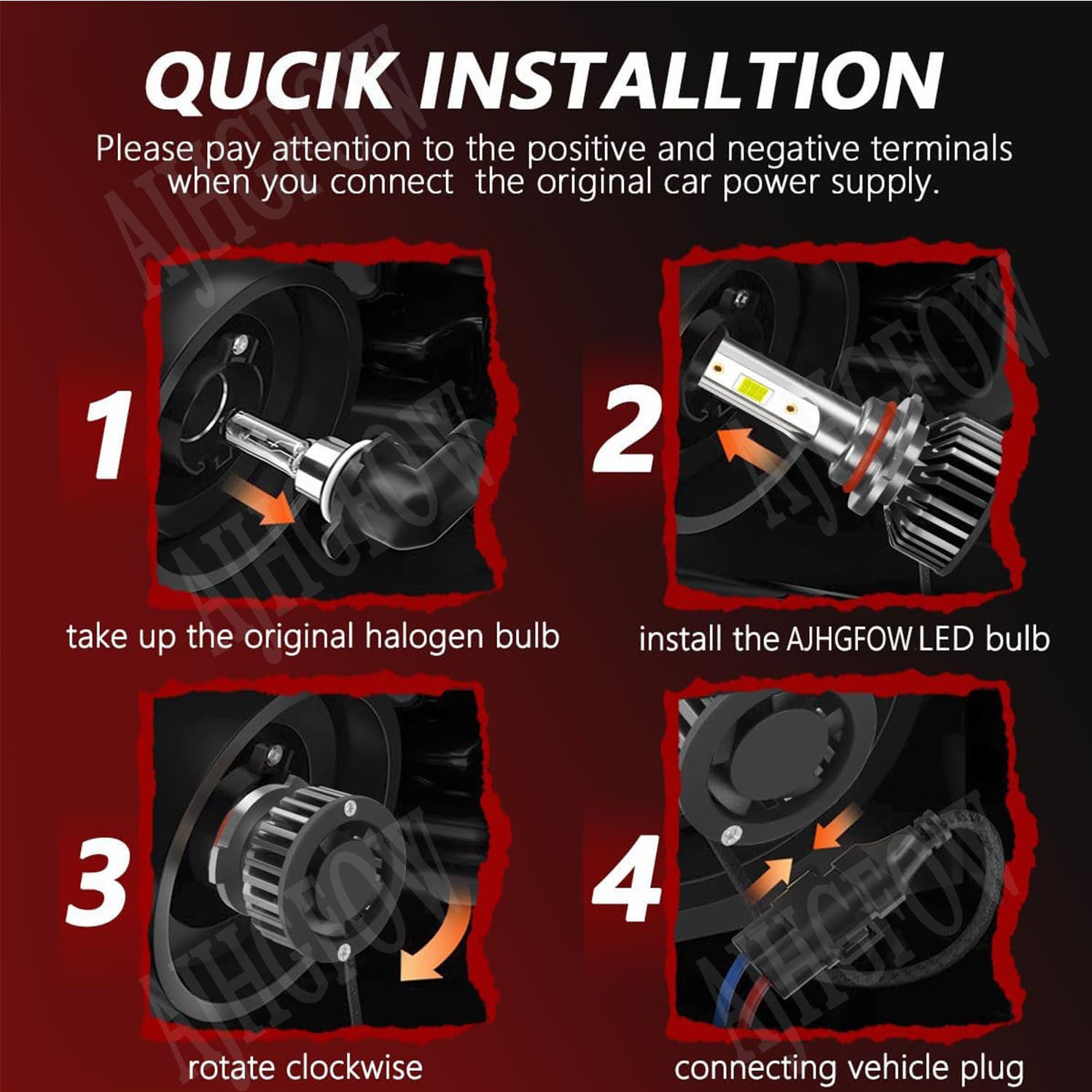 9005 HB3 LED Headlight Bulb Conversion Kit High Beam White 6000K Super Bright