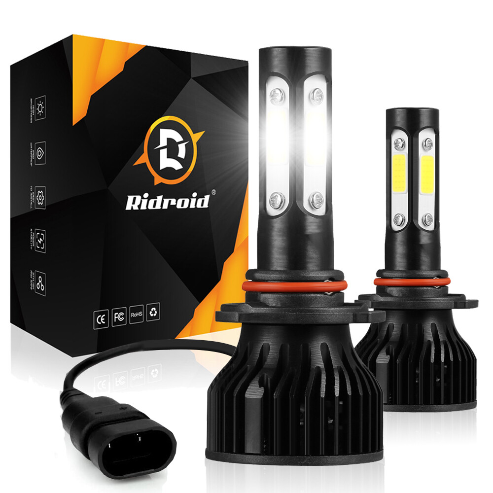 Pair 4-Sides 9006 HB4 2400W 360000LM LED Headlights Kit Hi/Low Power Bulbs 6000K