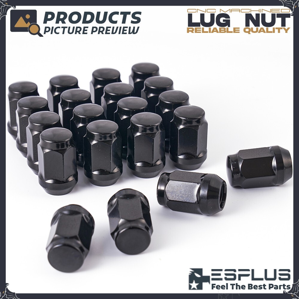 24 Pc Dodge Universal Acorn Lug Nut 1/2-20 Black 1.4″ Fit Dakota/Durango/Viper