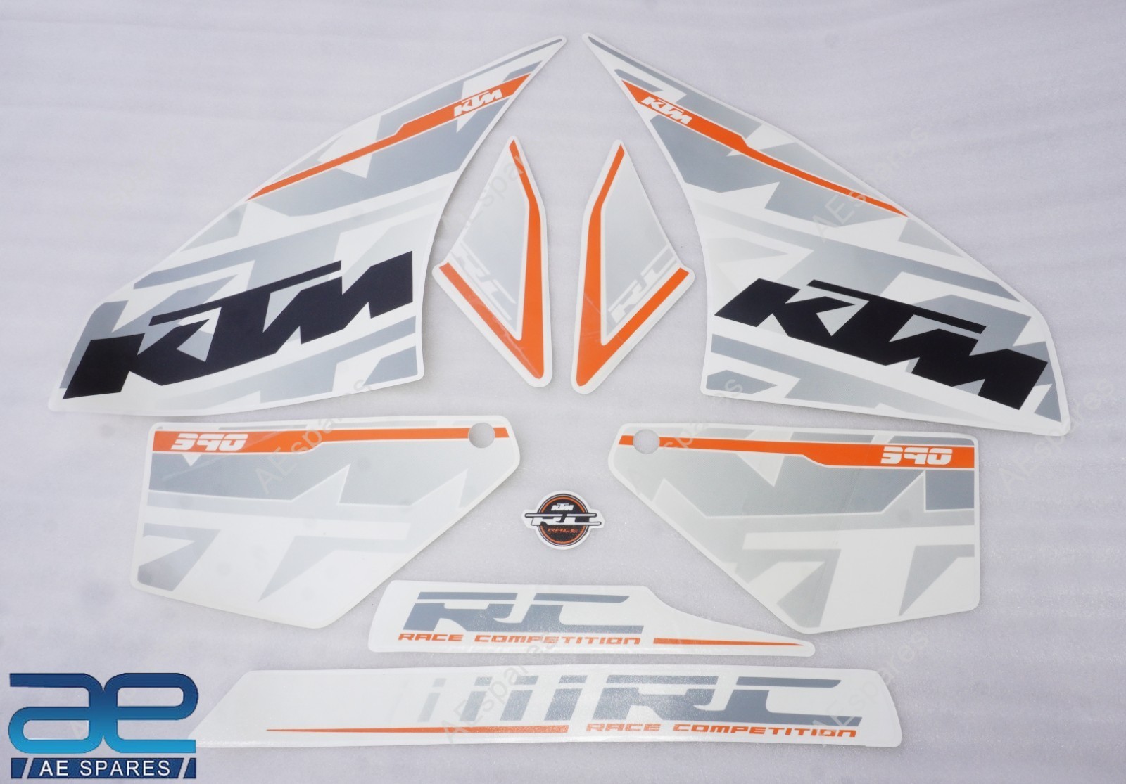 Compatible With KTM RC 390 Full Graphics Decals Sticker Kit Grey