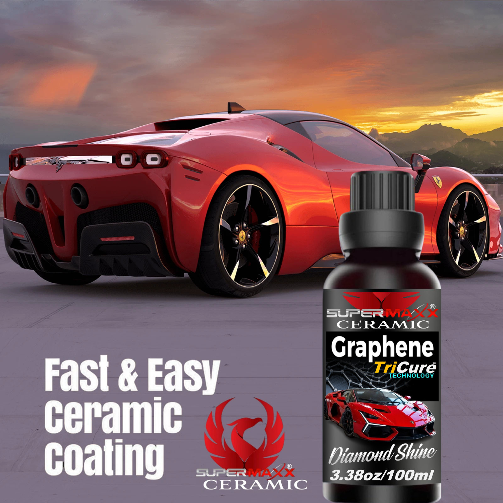 GRAPHENE CERAMIC CAR COATING MAXIMUM WET LOOK 3D GLOSS – 3.38OZ/100ML – KIT