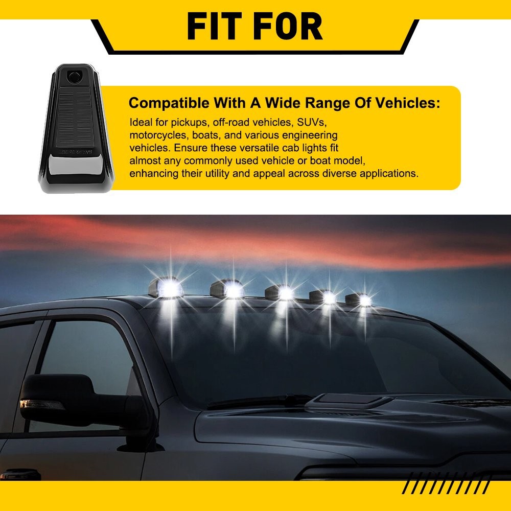 ABS+PC+LED White Light Roof Cab Lamps 10X Fit Various Engineering Vehicles Boats
