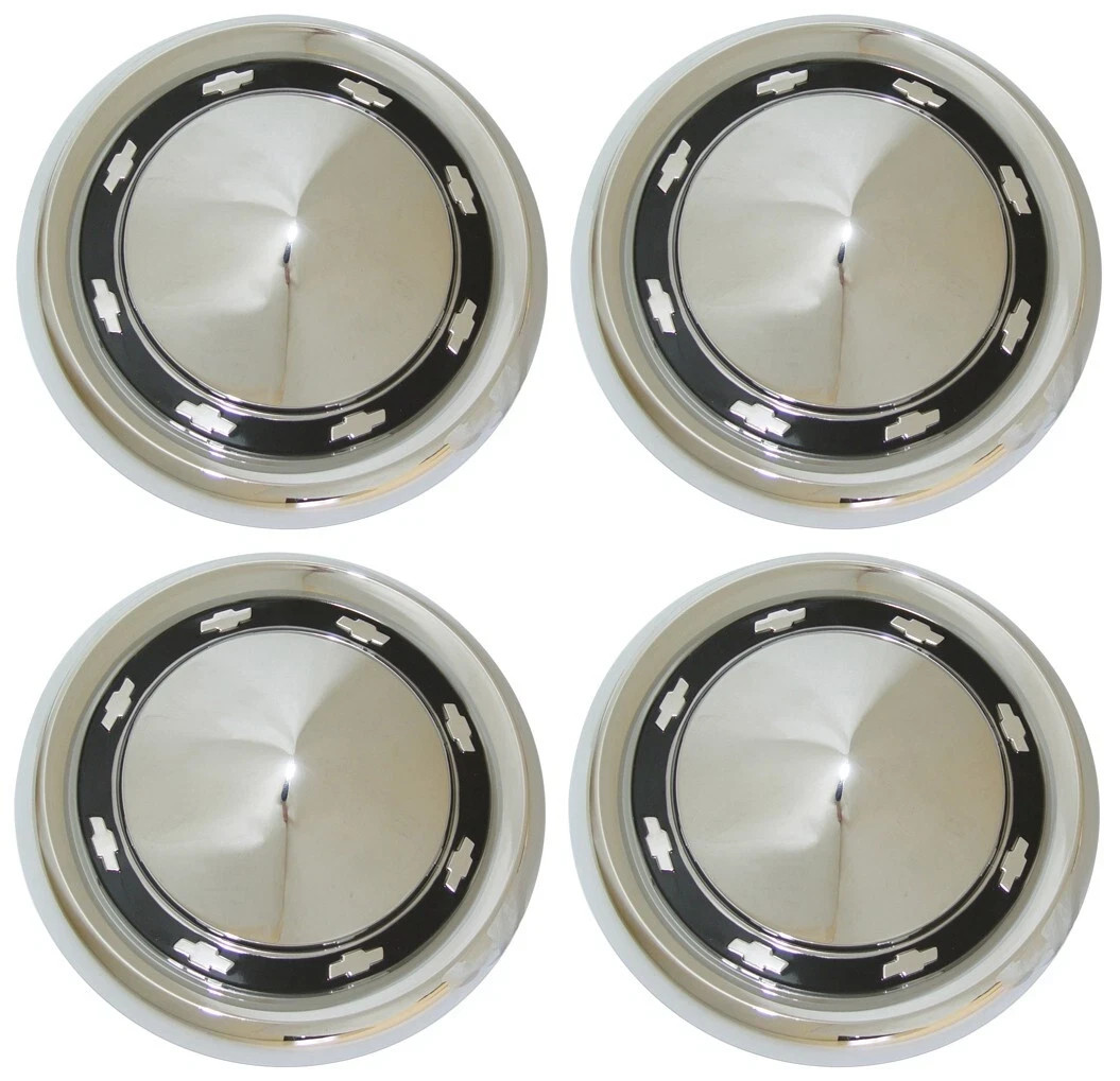 56 Chevy Small Style Hub Caps Chrome GM Restoration Part NEW 1956 Chevrolet