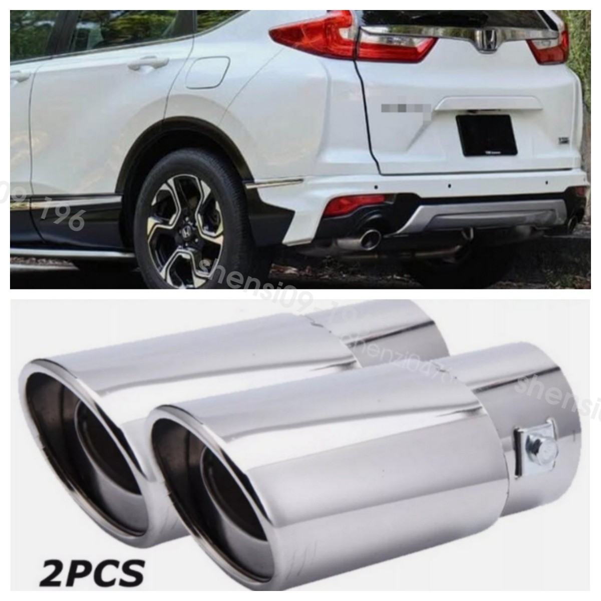 2PCS For Honda CRV CR-V 17-2022 Exhaust Pipe Rear Tail Muffler Chrome Steel Tip