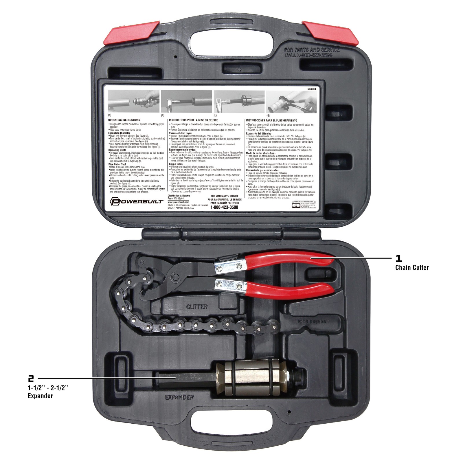 Powerbuilt 2 Piece Exhaust Set Kit 9, Pipe Cutter, Pipe Expander – 648634