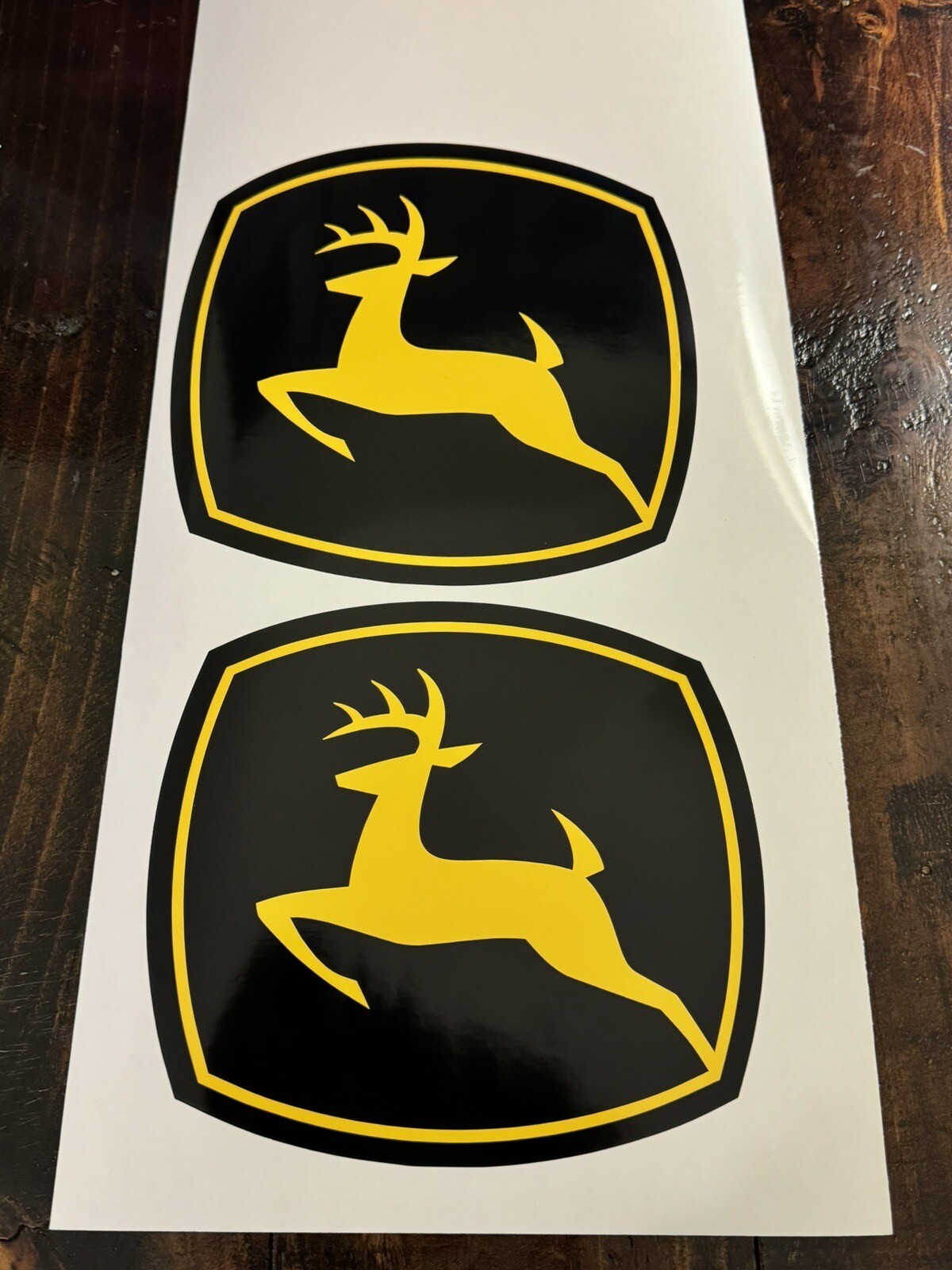 8” John Deere Logo Stickers (2x) For Loader Backhoe Tractor Yellow Window Decal