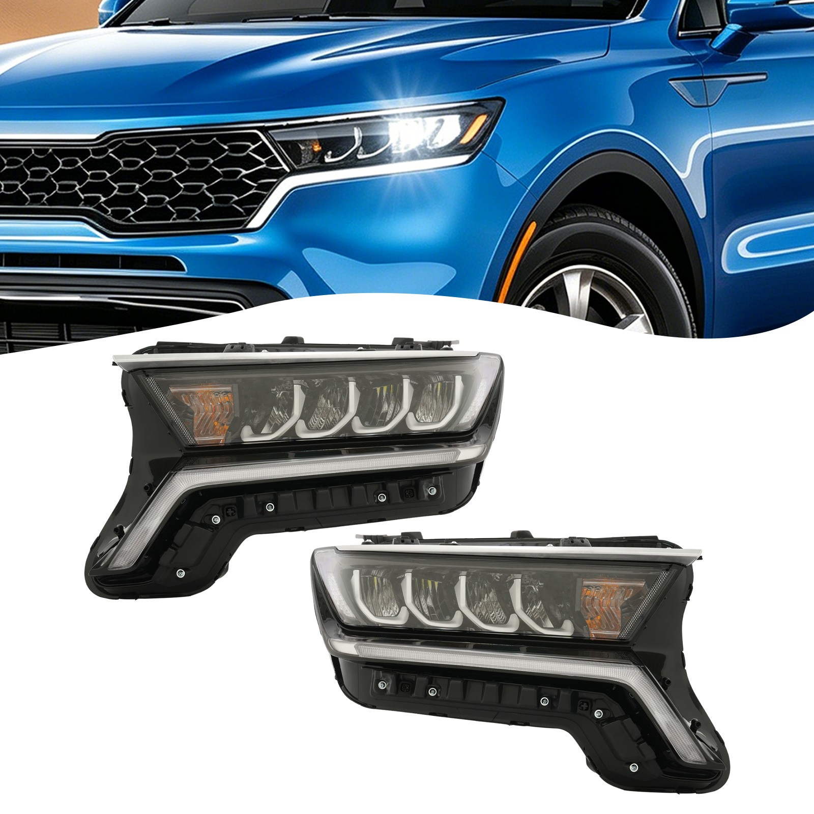 Front Left&Right Side Headlight For 2021-2023 Kia Sorento LX/S/EX(Not SX Version