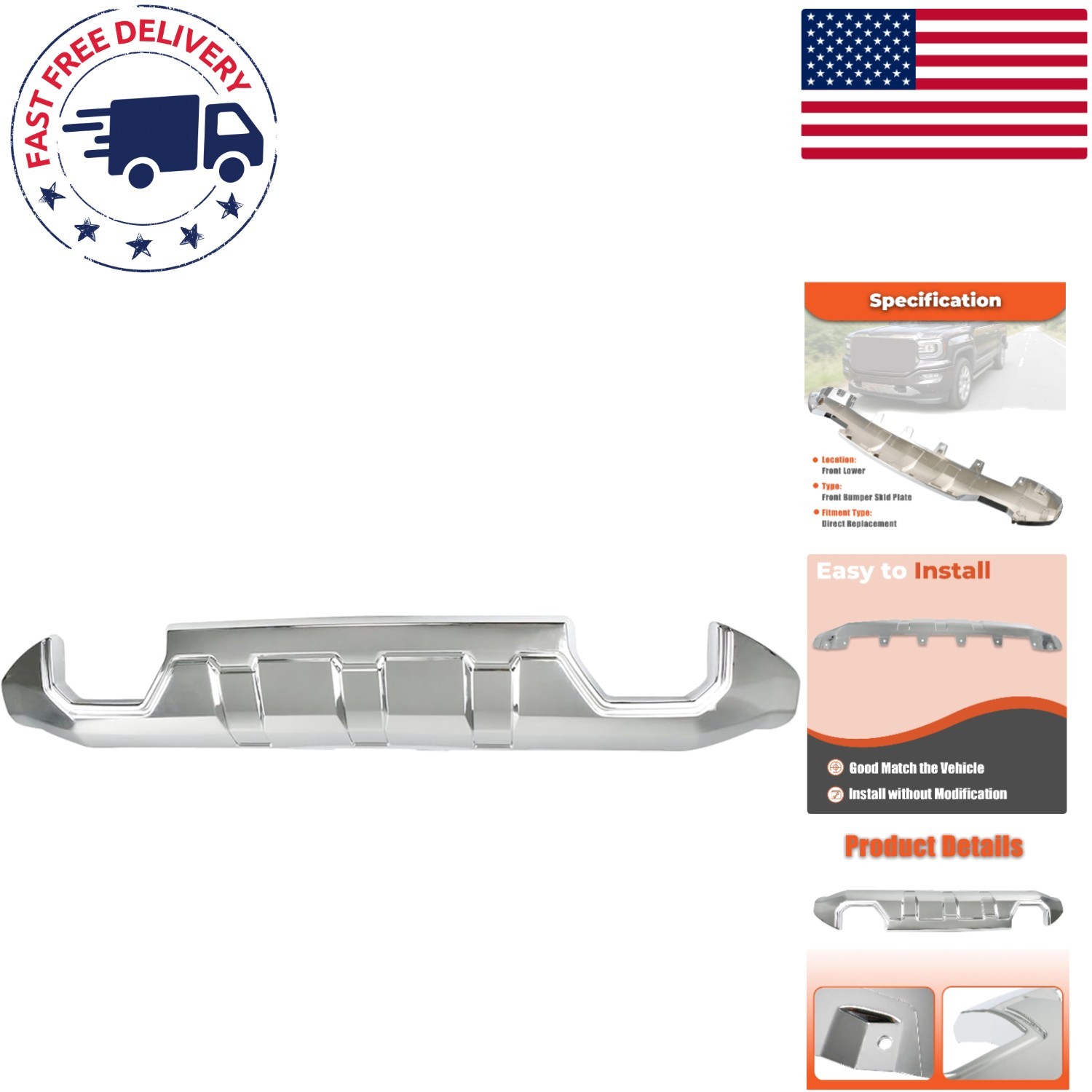 Sierra 1500 Chrome Skid Plate – Perfect Fit for 2016-2019 Models, Durable Metal