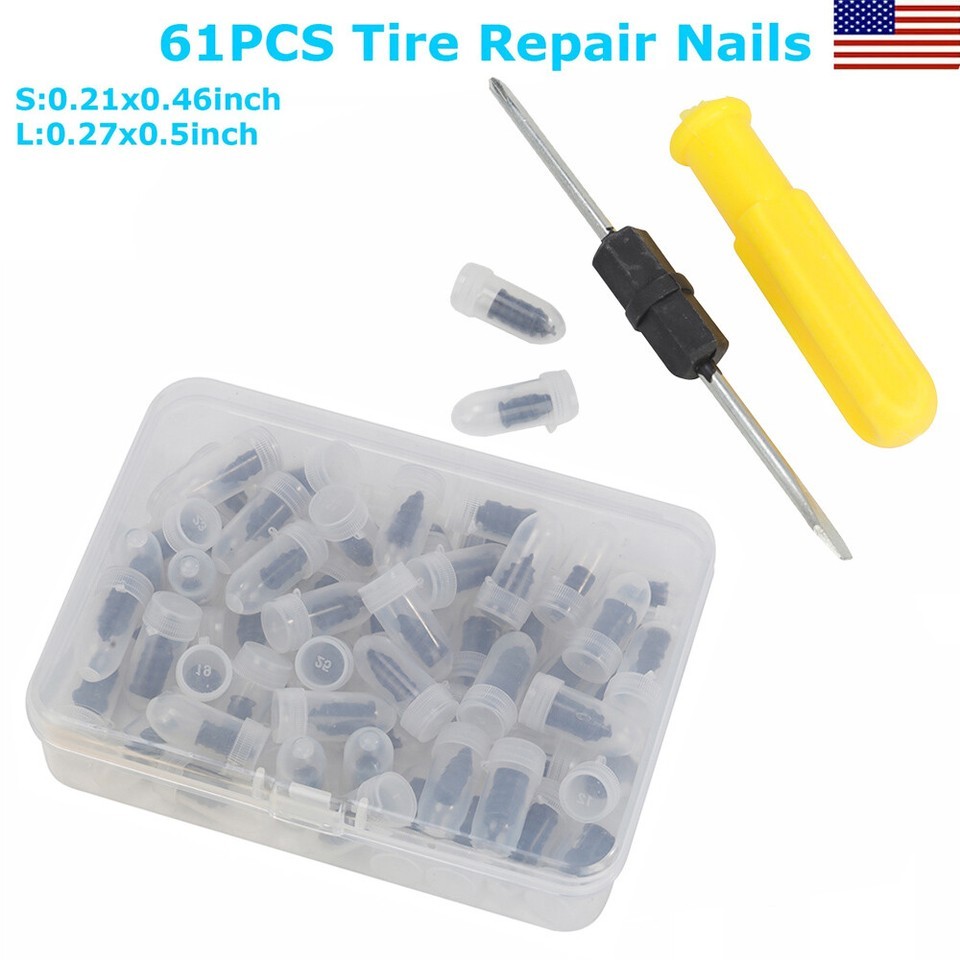 60pcs Car Tubeless Vacuum Tyre Puncture Repair Kit Screw Nail Tire Patch Plug
