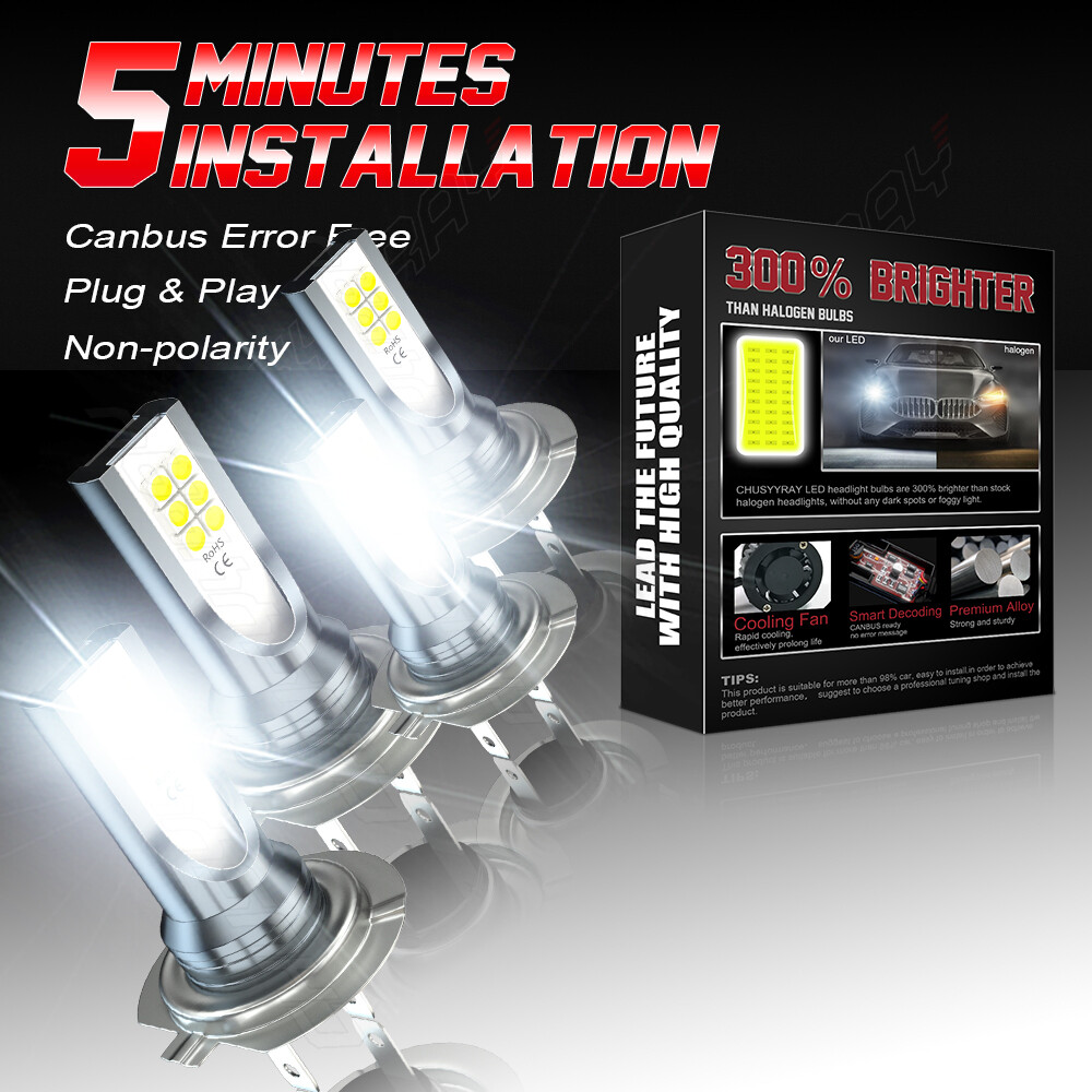 4x H7 10000K LED Headlight Kit High Low Beam Bulbs 3300000LM White Super Bright