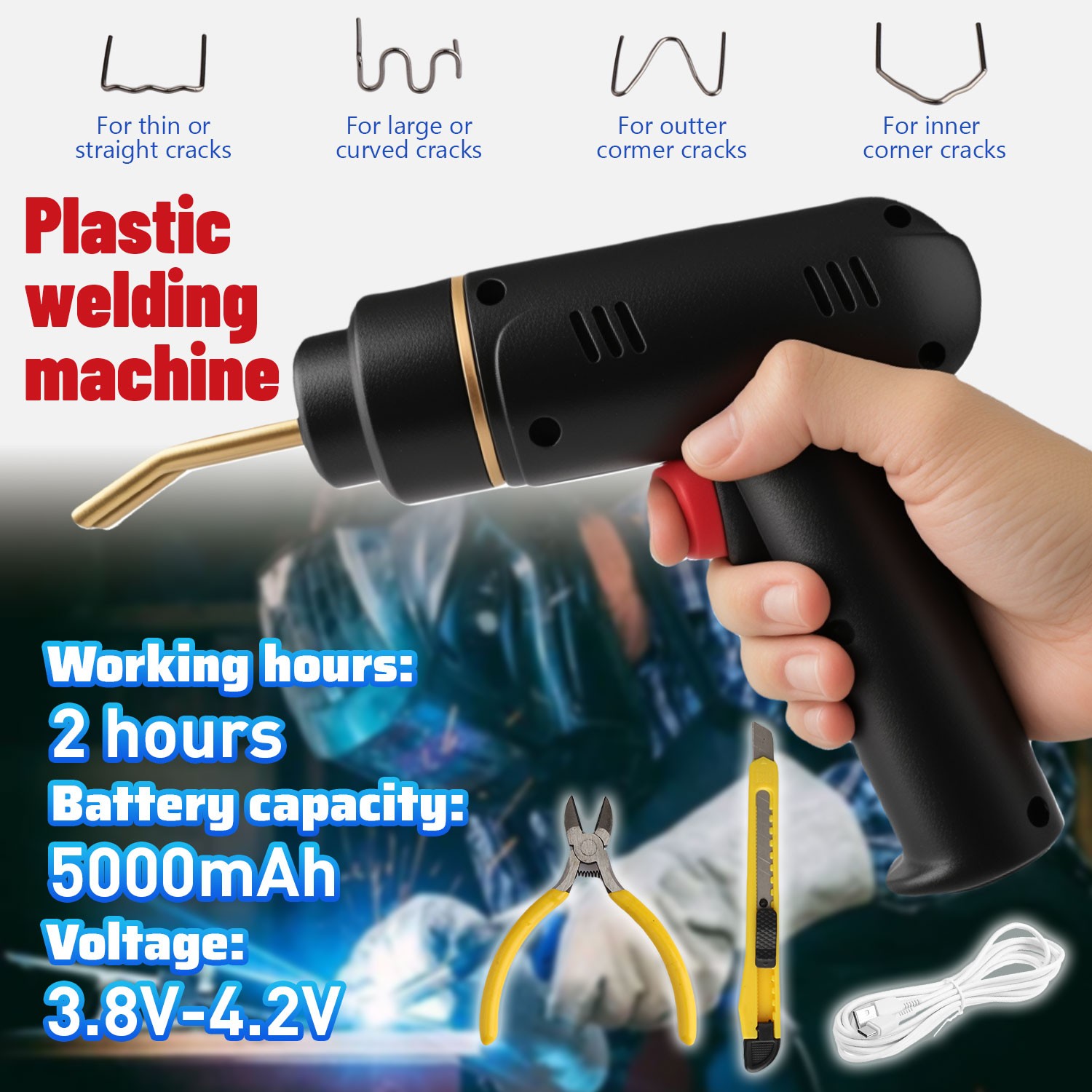 Plastic Welder Kit Soldering Hot Stapler Bumper Repair Welding Gun w 400 Staples