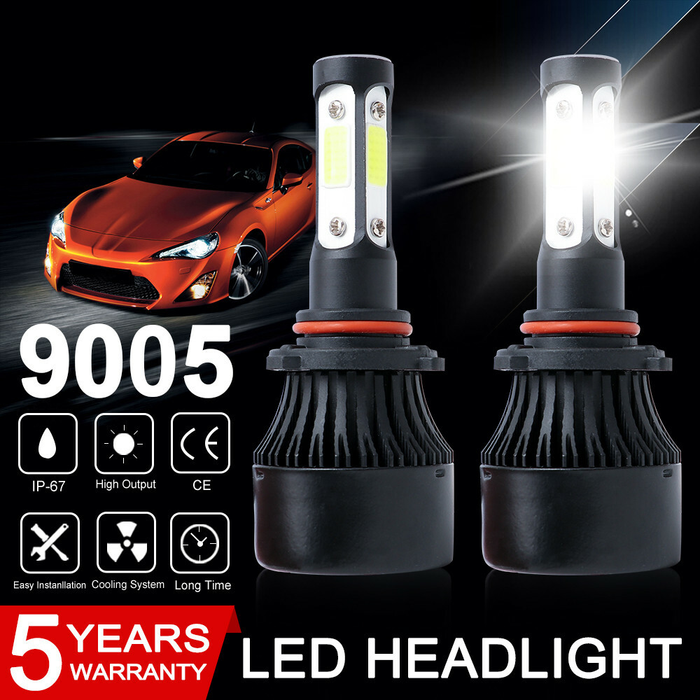 4-Sides 9005 HB3 LED Headlight Bulbs High Beam 6000K Bright White Conversion Kit