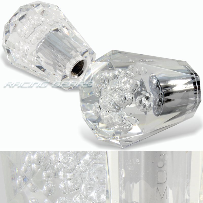 VIP JDM 60mm Transparent MT Clear Diamond Crystal Bubble Shift Knob Universal 2