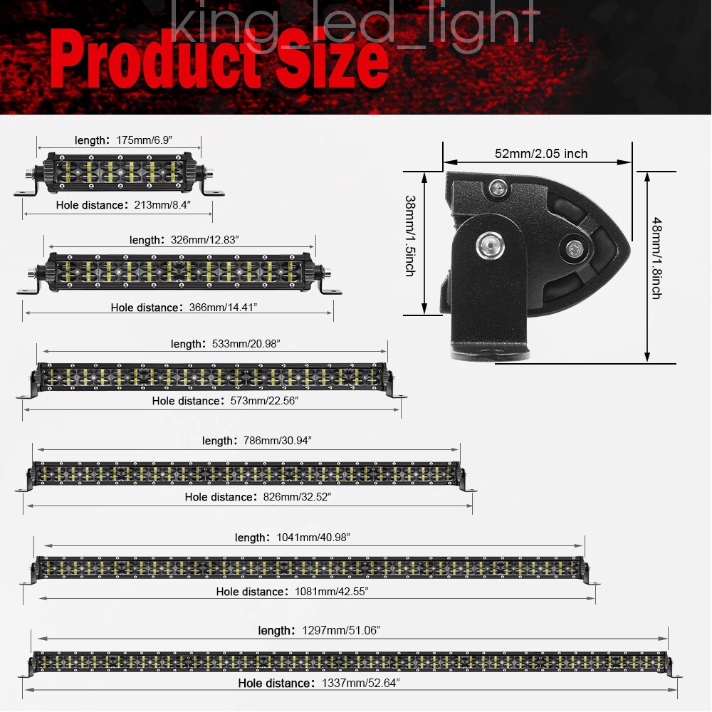 52” 1200W LED Light Bar + 22”+ 4″ Pods Combo Kit for Jeep Wrangler JK TJ CJ JL