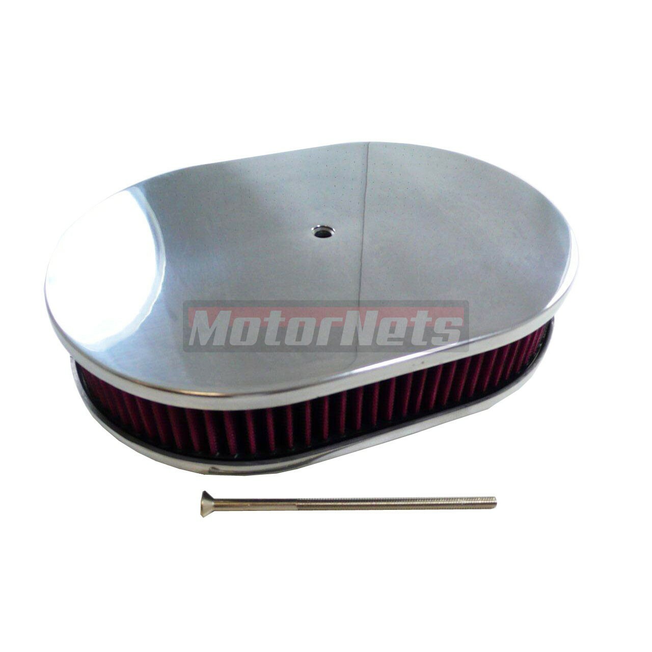 POLISHED 12X2 PLAIN/SMOOTH OVAL AIR CLEANER WASHABLE CHEVY FORD GM HOT STREET