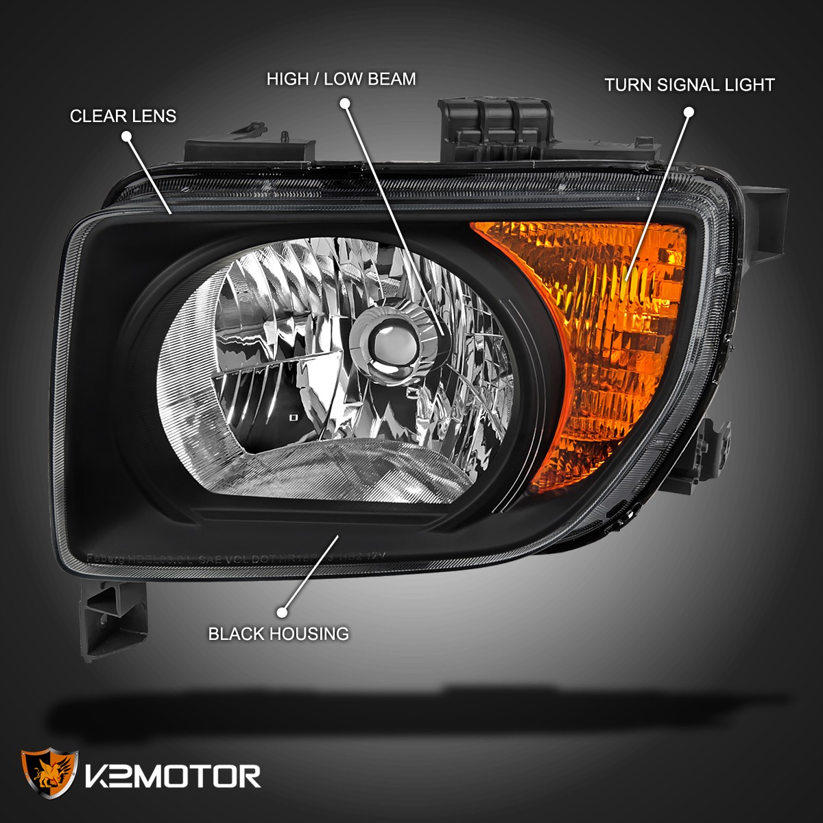 Fits 2003-2008 Honda Element Black Headlights Assembly Lamps Left+Right 03-08