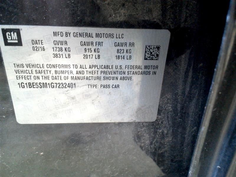 CRUZEOLD 2016 Sedan 1.4L Engine Wire Harness 1159676