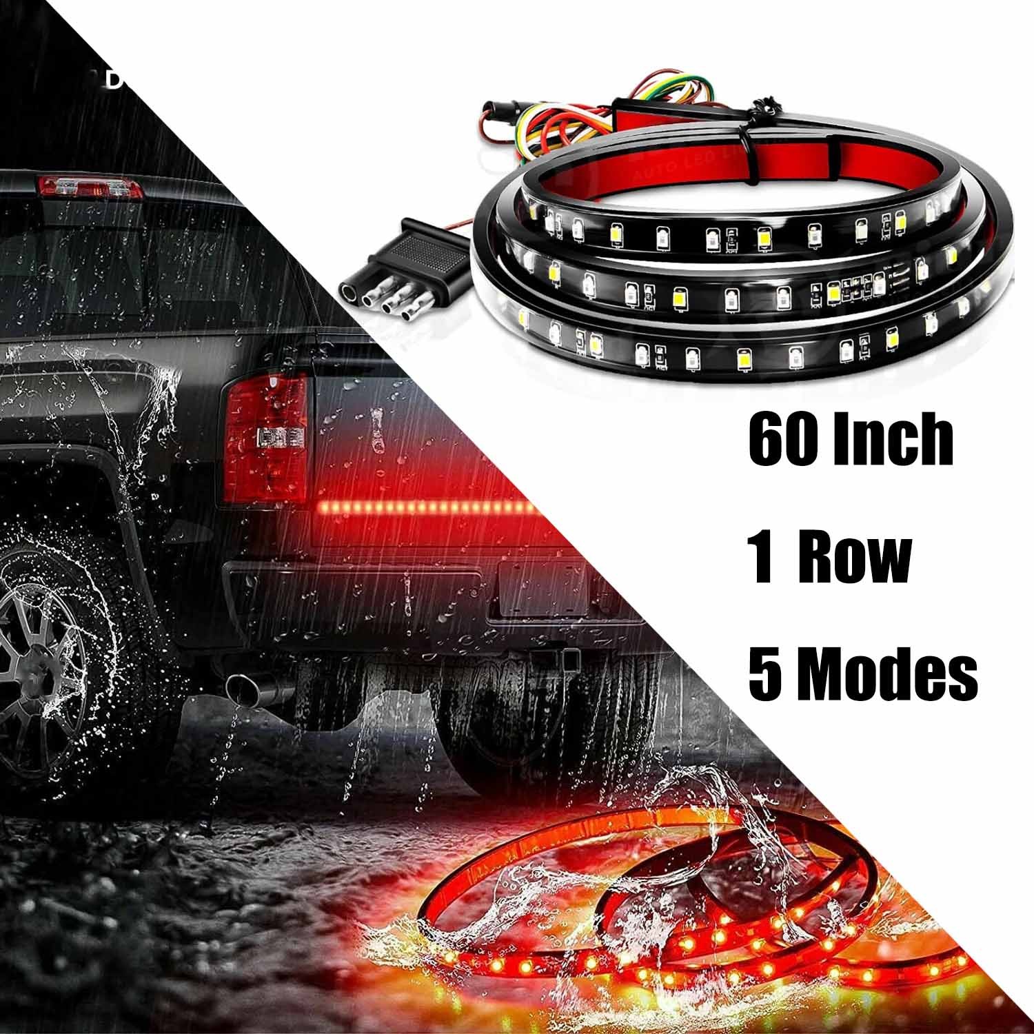 60″ LED Waterproof Tailgate Light Bar Truck Brake Reverse Turn Signal Strip Lamp