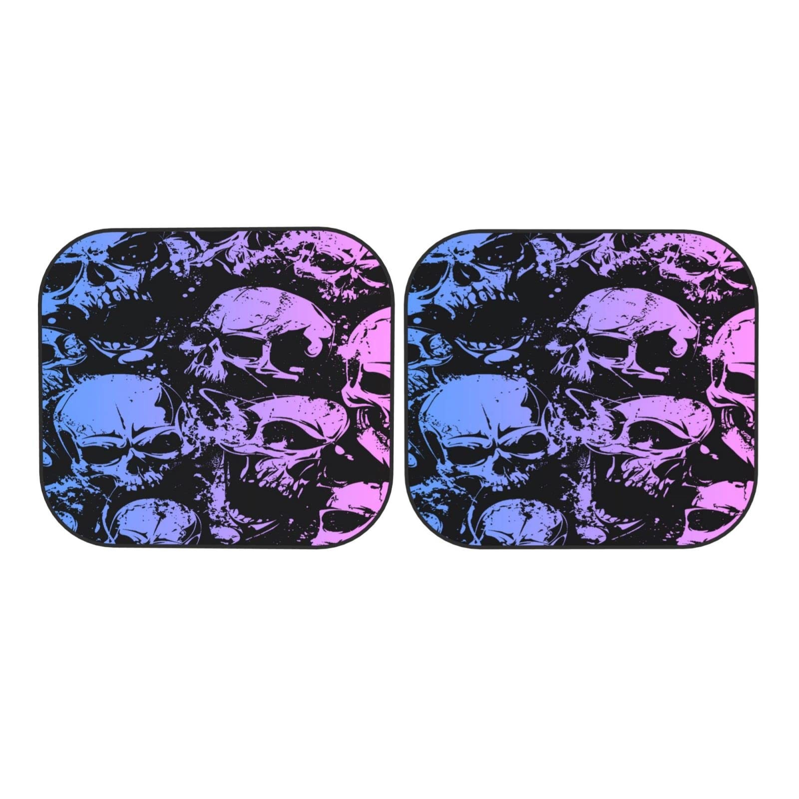 Skull Windshield Sun Shade Foldable 2pcs Car Front Window one size,