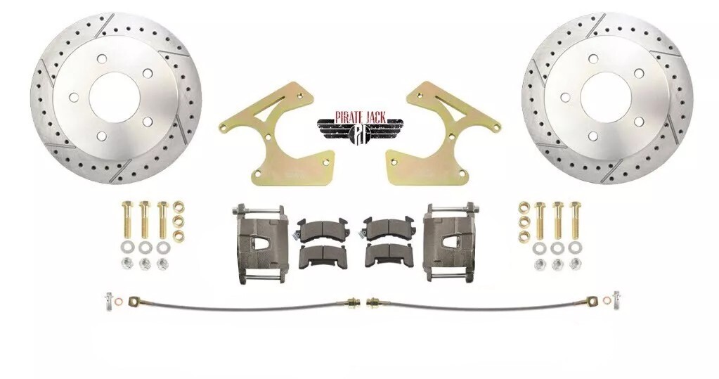 1963-1987 Chevy C10 Rear Disc Brake Kit, Drilled & Slotted 5 Lug NON ebrake