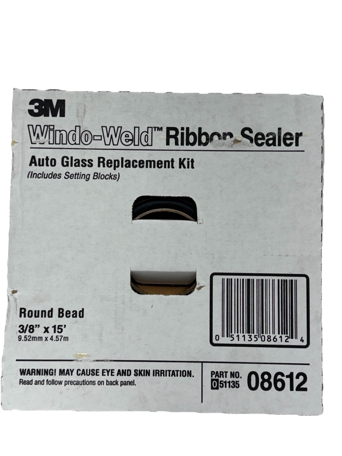 3M 08612 Window-Weld Round Ribbon Sealer Auto Glass Replacement Kit, 3/8″ X 15′