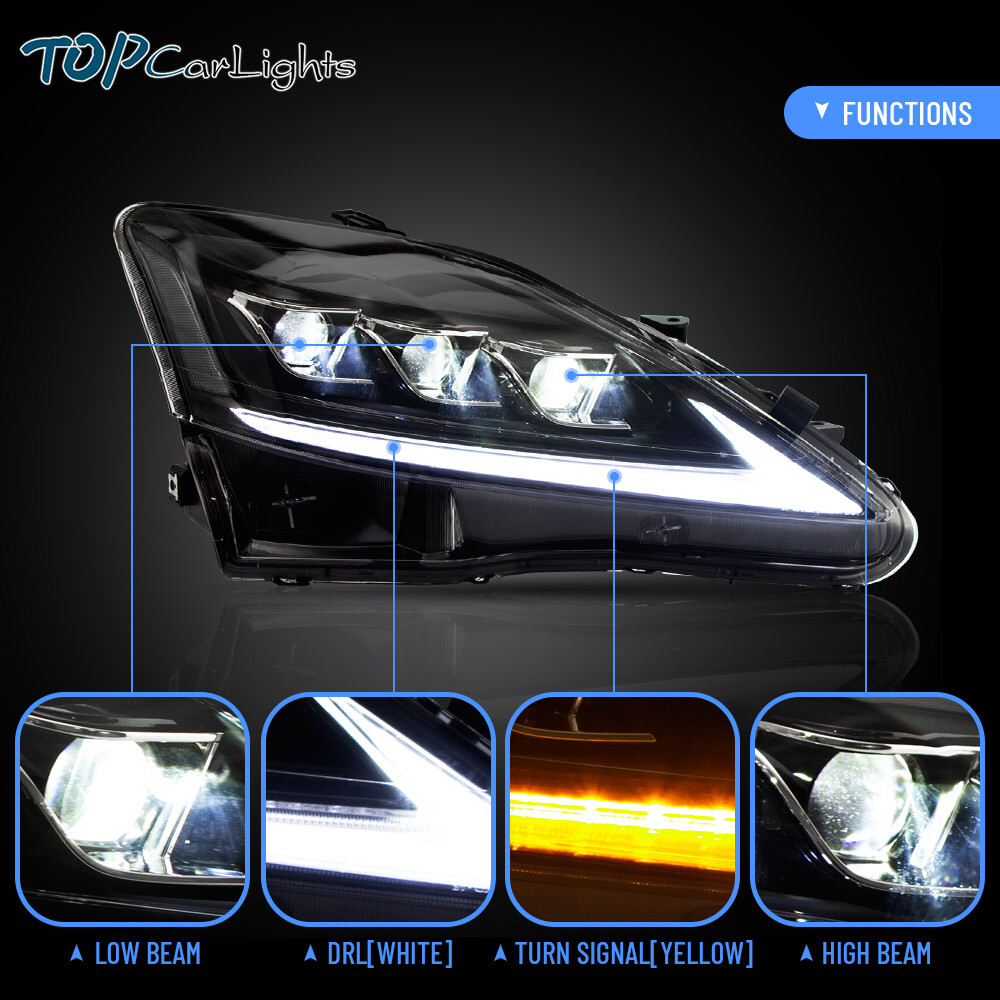 VLAND LED Projector Headlights For 2006-2013 Lexus IS 250 IS 350 ISF w/ LED DRL