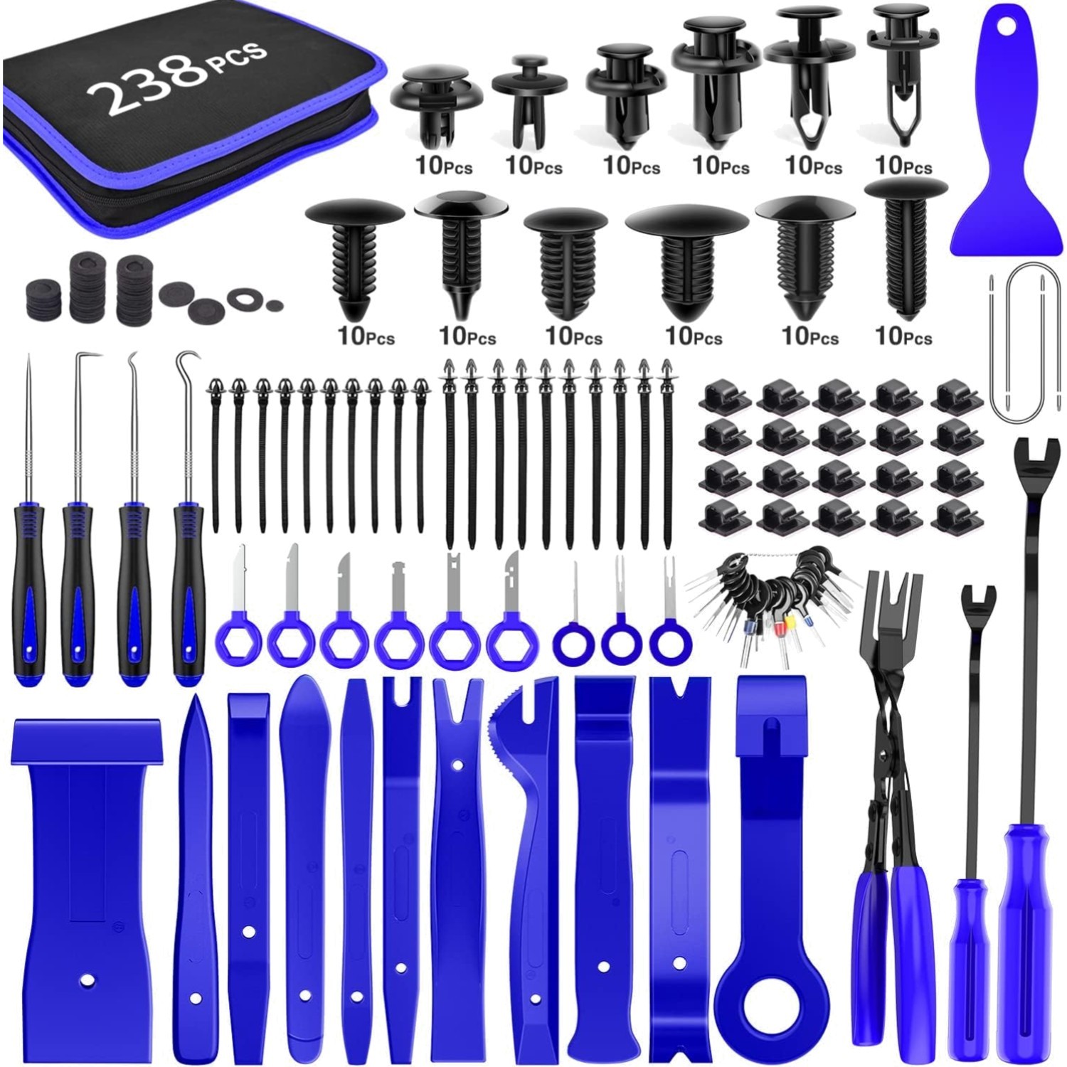 Auto Trim Removal Tool Kit – 238 Pcs Fasteners, Clips and Panel Removal Tools