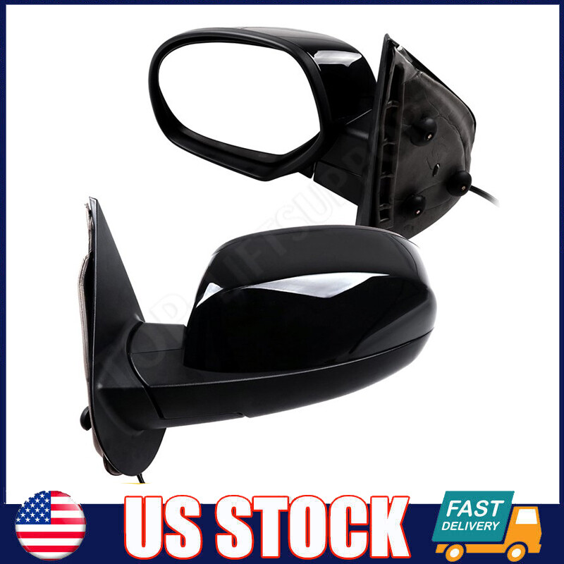Power Heated Side View Mirrors Pair For 07-13 Chevy GMC Truck Black Manual Fold