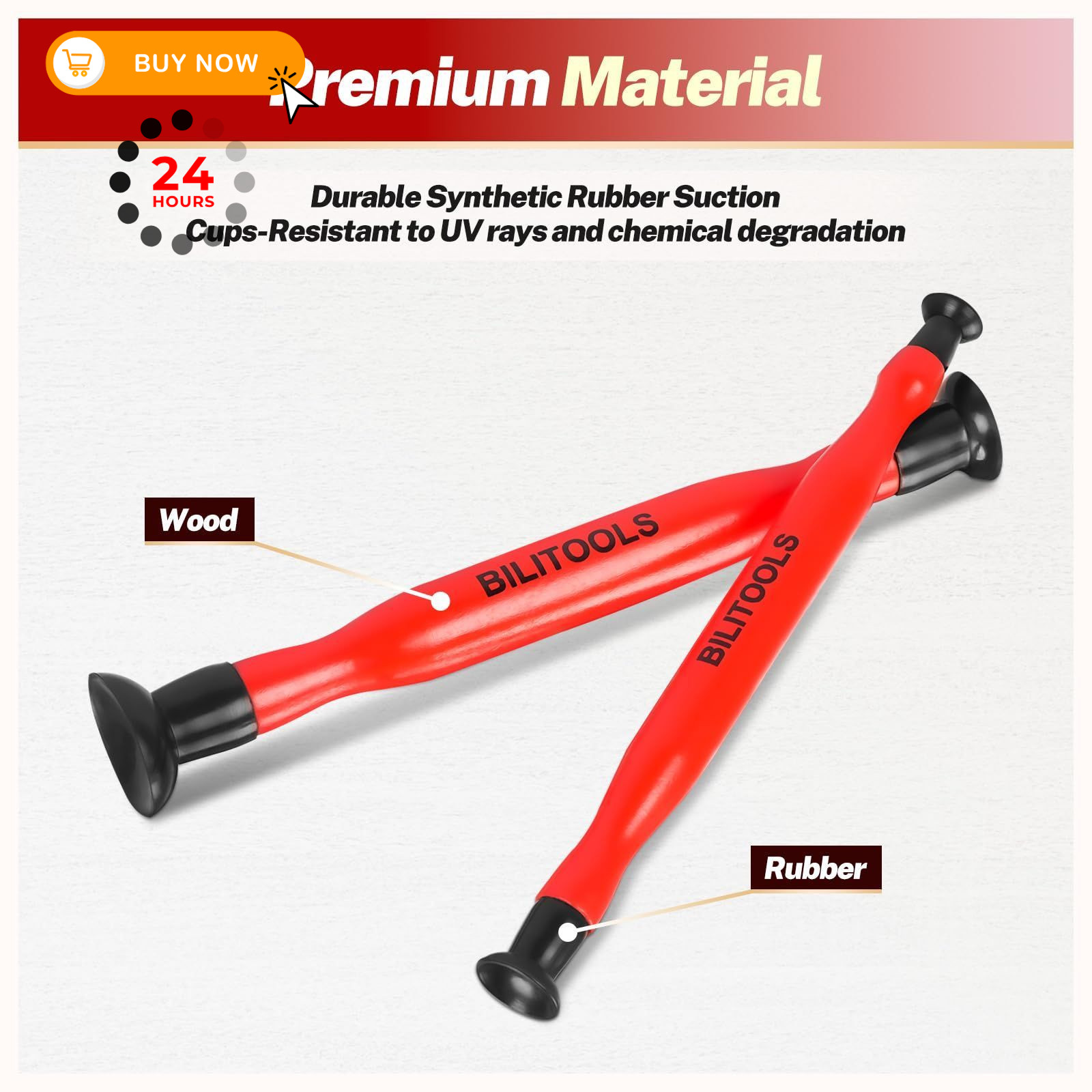 BILITOOLS 2PCS Valve Lapping Kit Grinding Tool with 8 Suction 2pcs, Red