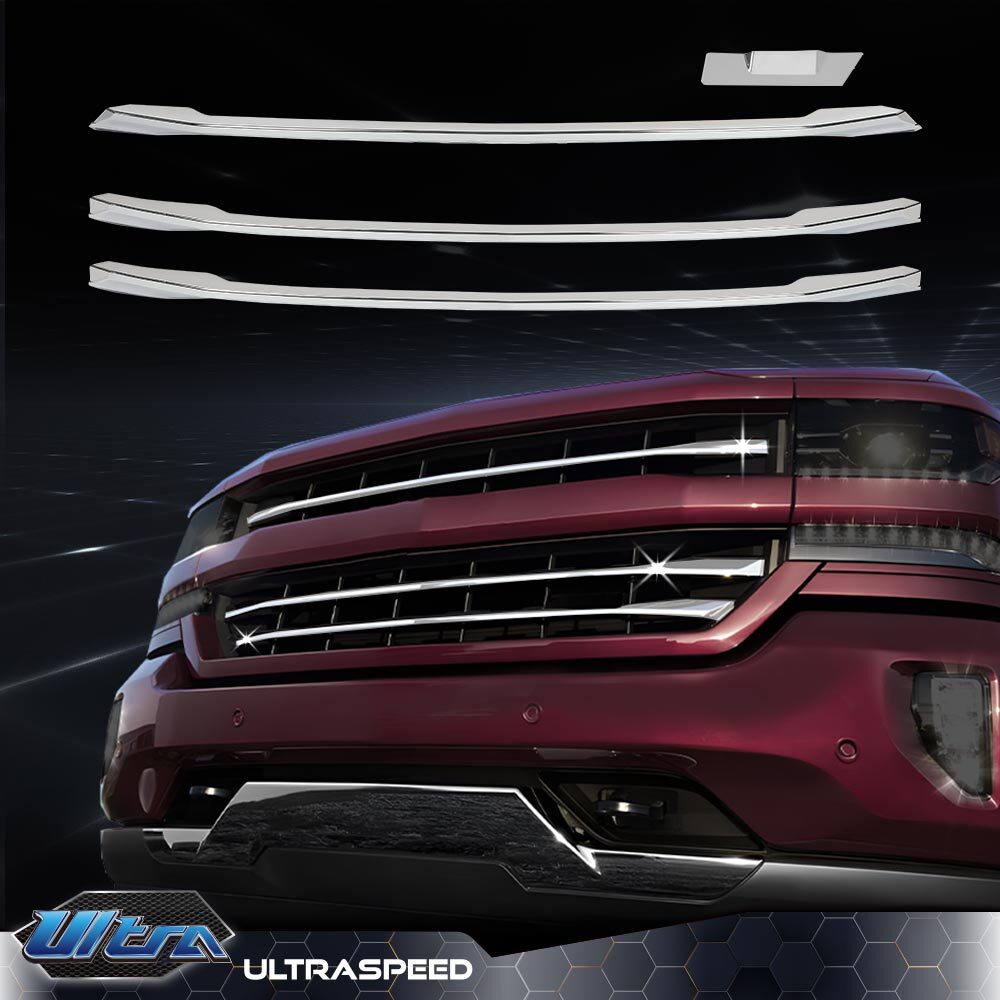 Fit For 2016-2018 Chevy Silverado 1500 Chrome Snap On Grille Overlay Grill Cover