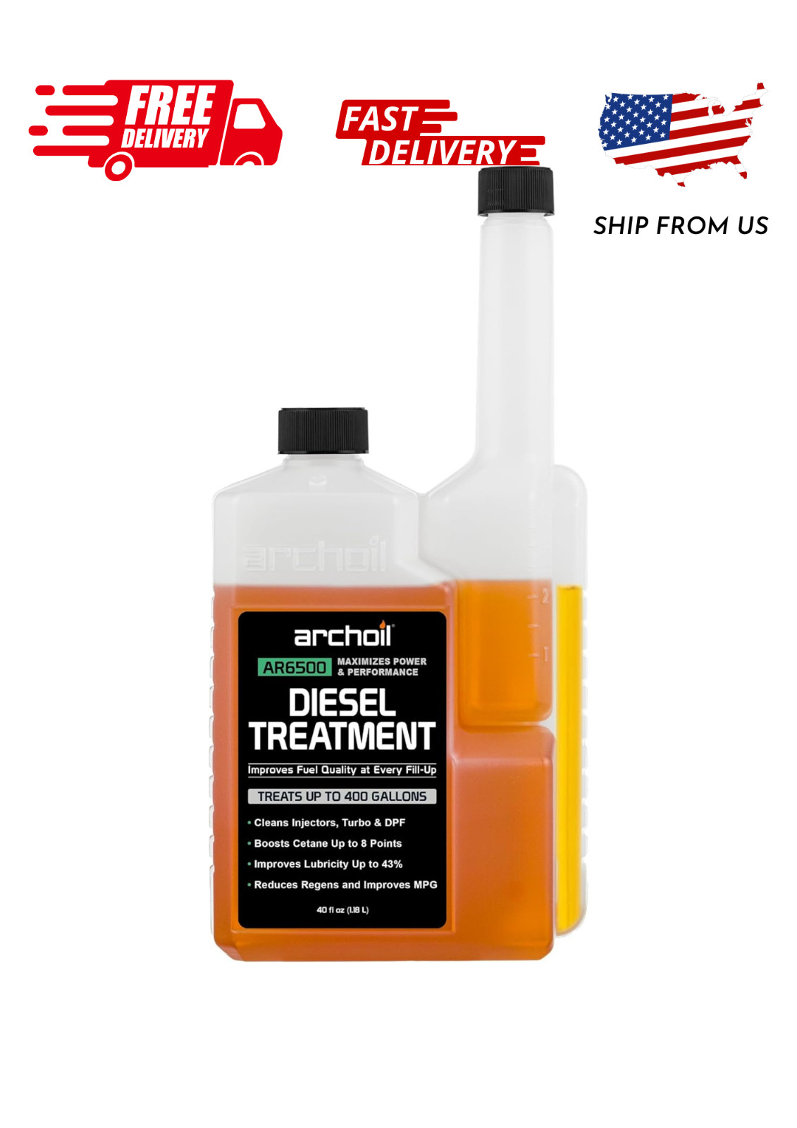Archoil AR6500 Diesel Treatment (40 oz) – Treats 400 Gallons – Additive for All