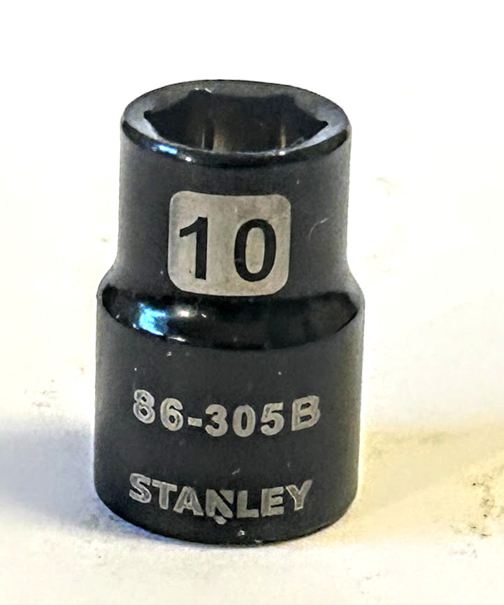 Stanley 10 mm x 3/8″  Standard Socket 86-305B Black Chrome 6 Pt Free Shipping