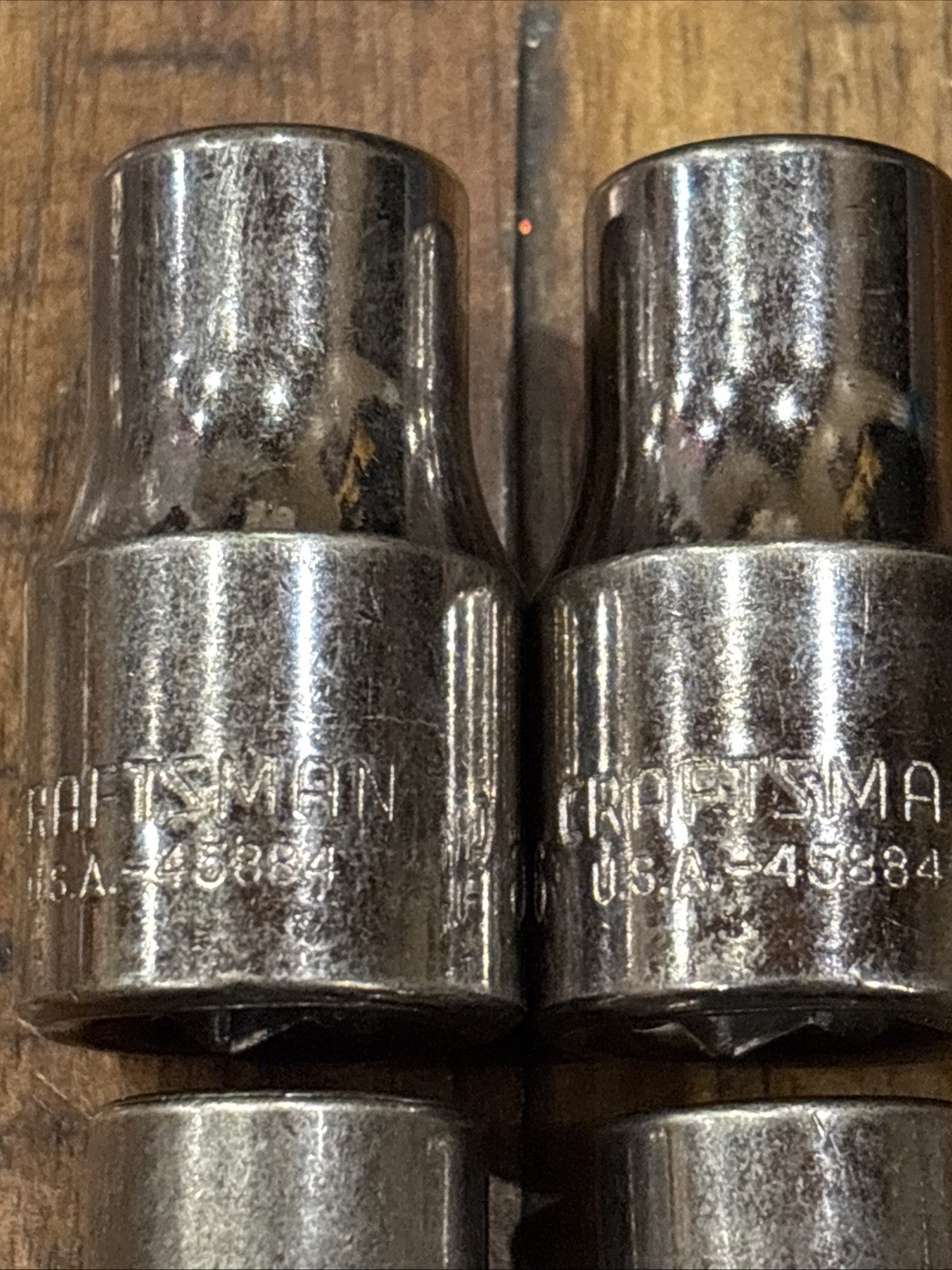 Craftsman 7/16” Laser Shallow Sockets 8pc 1/2” Drive 6 & 12 Point USA SAE EUC