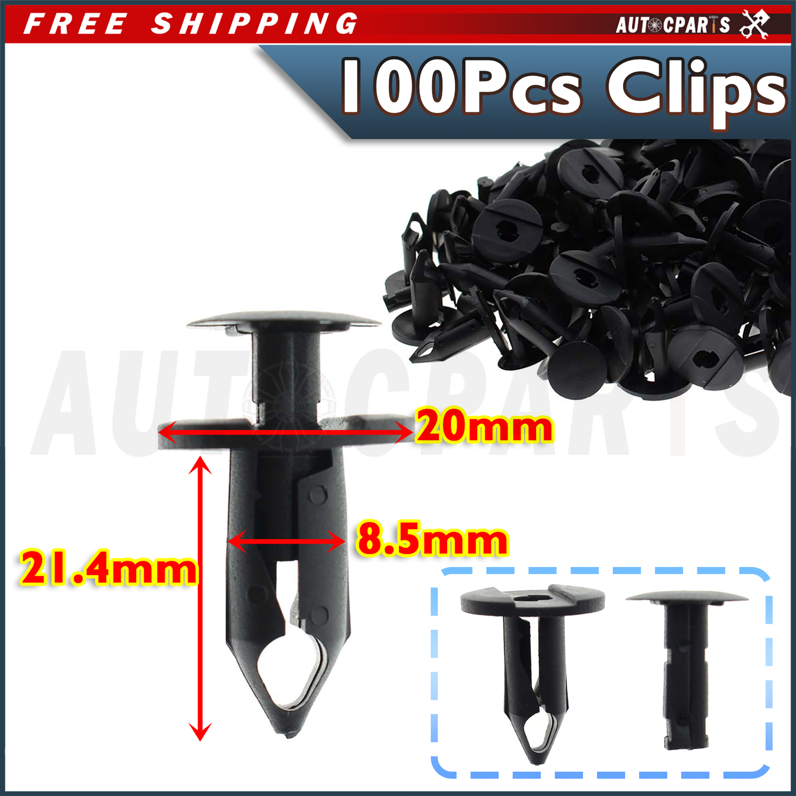 100 Clips Automotive Push Pins Retainers Assortment For GM Ford For Toyota Honda