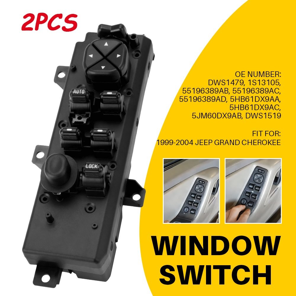 Black Power Window Switch 2X Front Driver Fit 1999-2003 2004 Jeep Grand Cherokee
