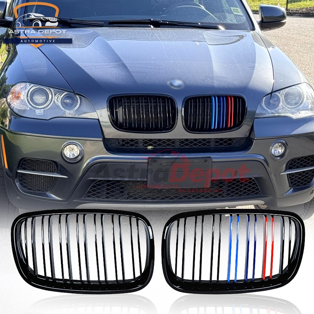 For 2009-2013 BMW X5 X5M E70 X6 X6M E71 Front Kidney Grill M-Color Gloss Black