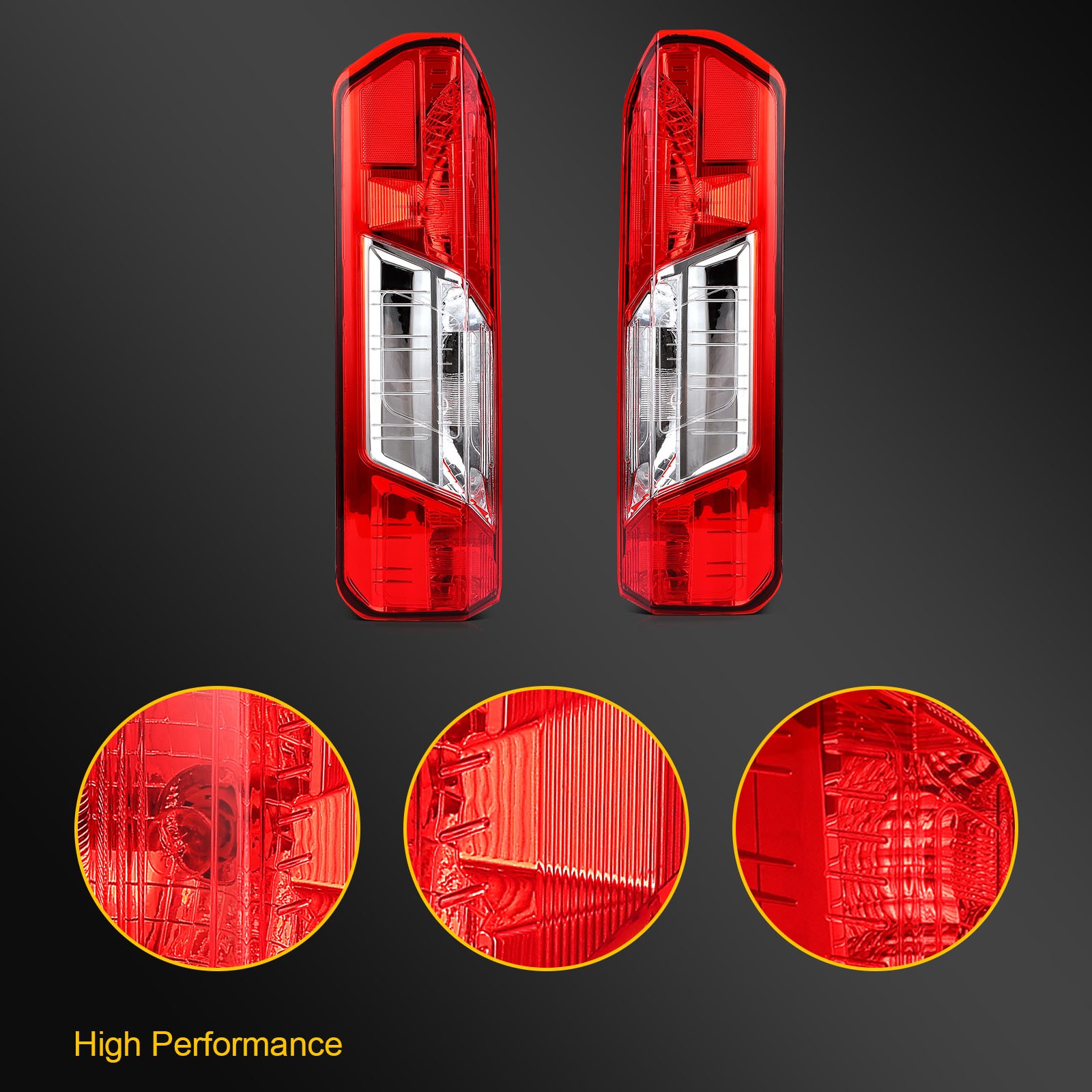 Pair Rear Tail Light Assembly For 2015-2023 Ford Transit 150 250 350 Red Housing