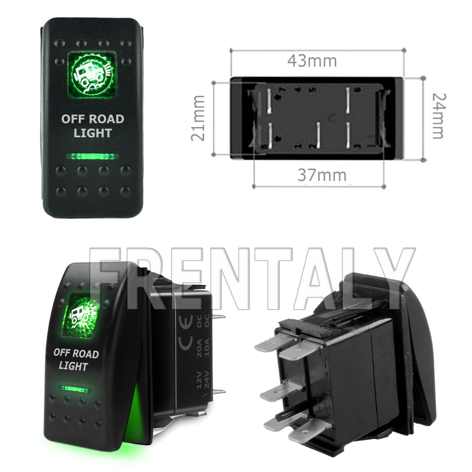 ROCKER SWITCH LED SIDE LIGHTS ON/OFF ATV UTV OFF-ROAD PICKUP Green LIGHTED