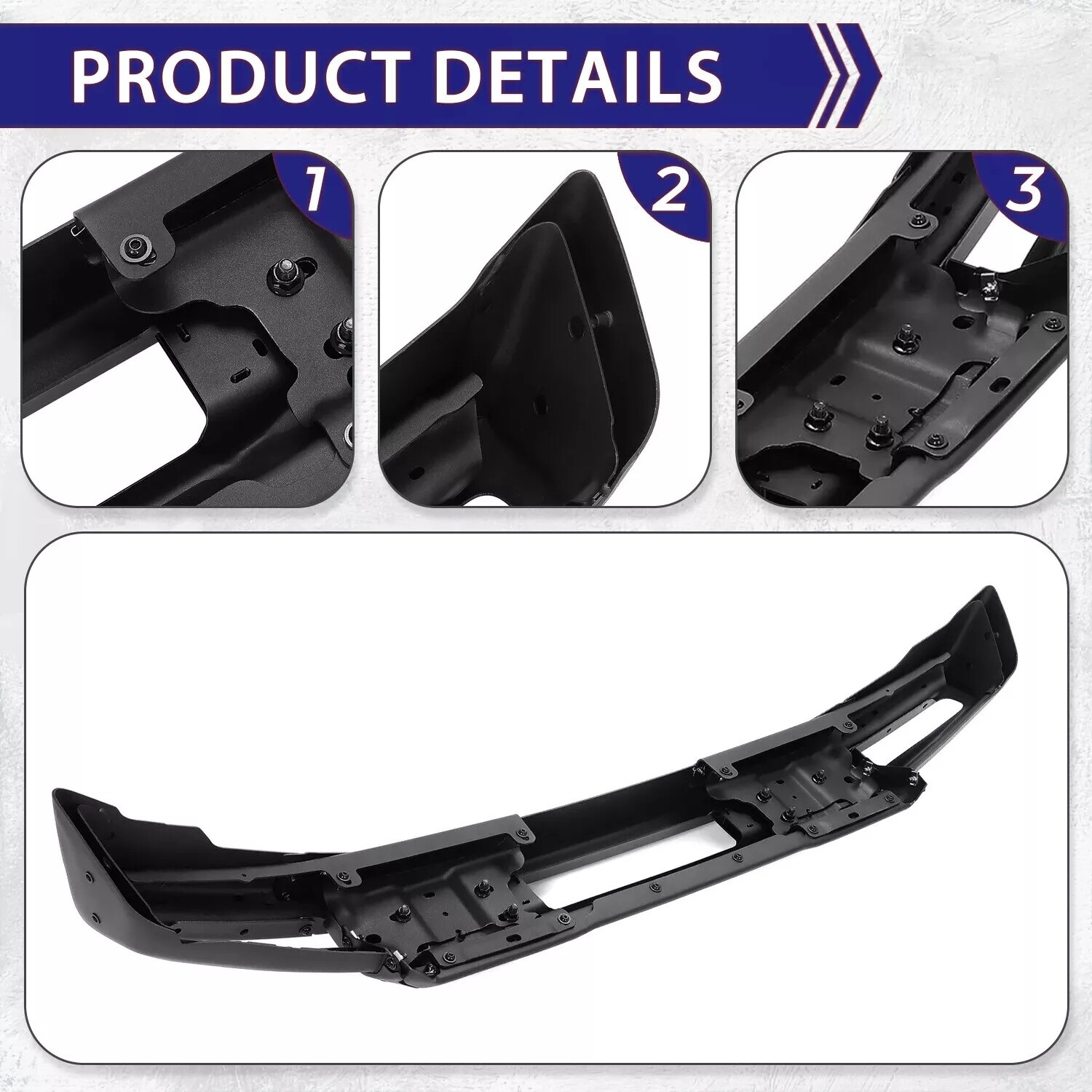 Front Bumper W/D-ring Mounts Fit For Ford Bronco 2021-2023 Off-Road Full Width