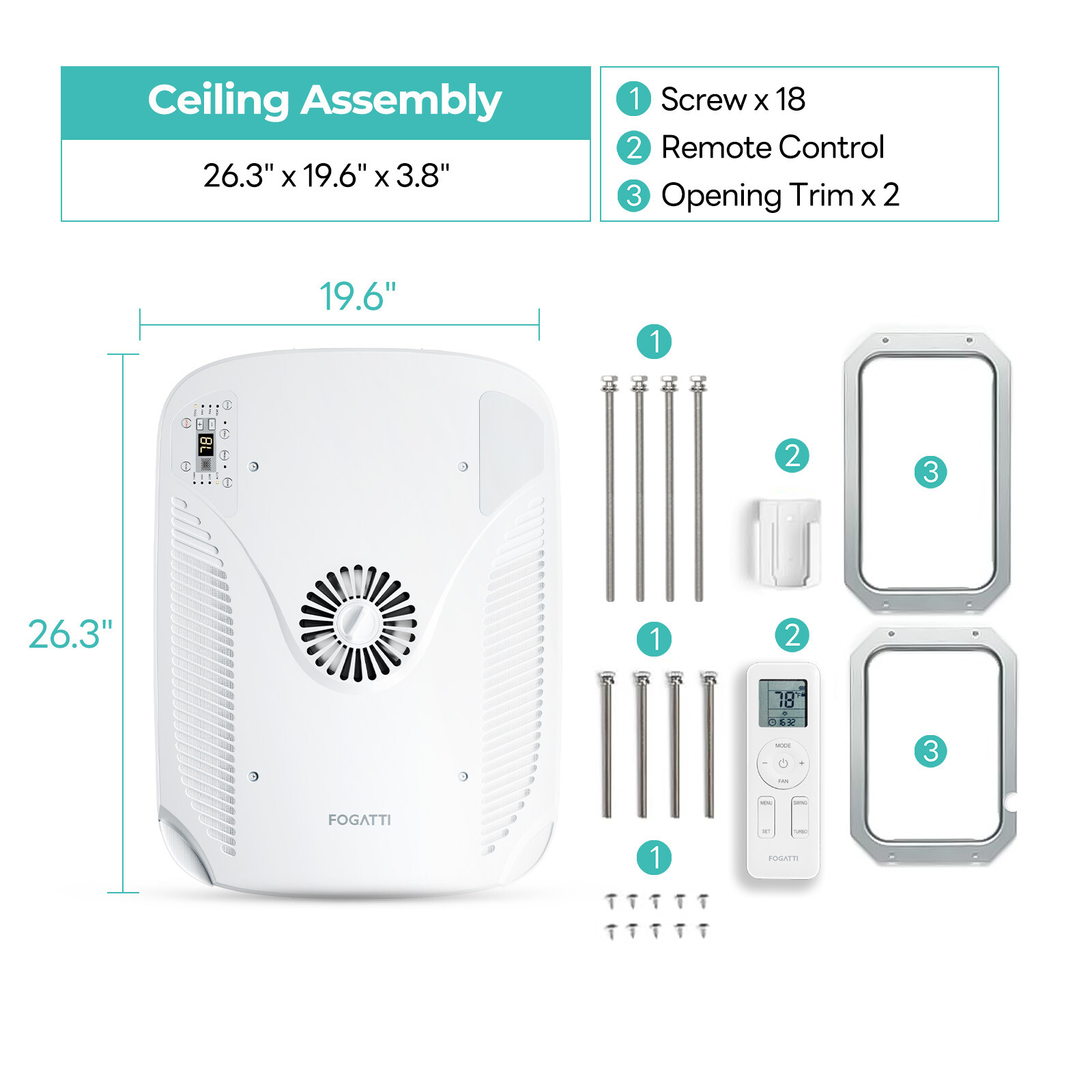 FOGATTI Air Distribution Box White Air Conditioner ADB with WiFi/Remote Control