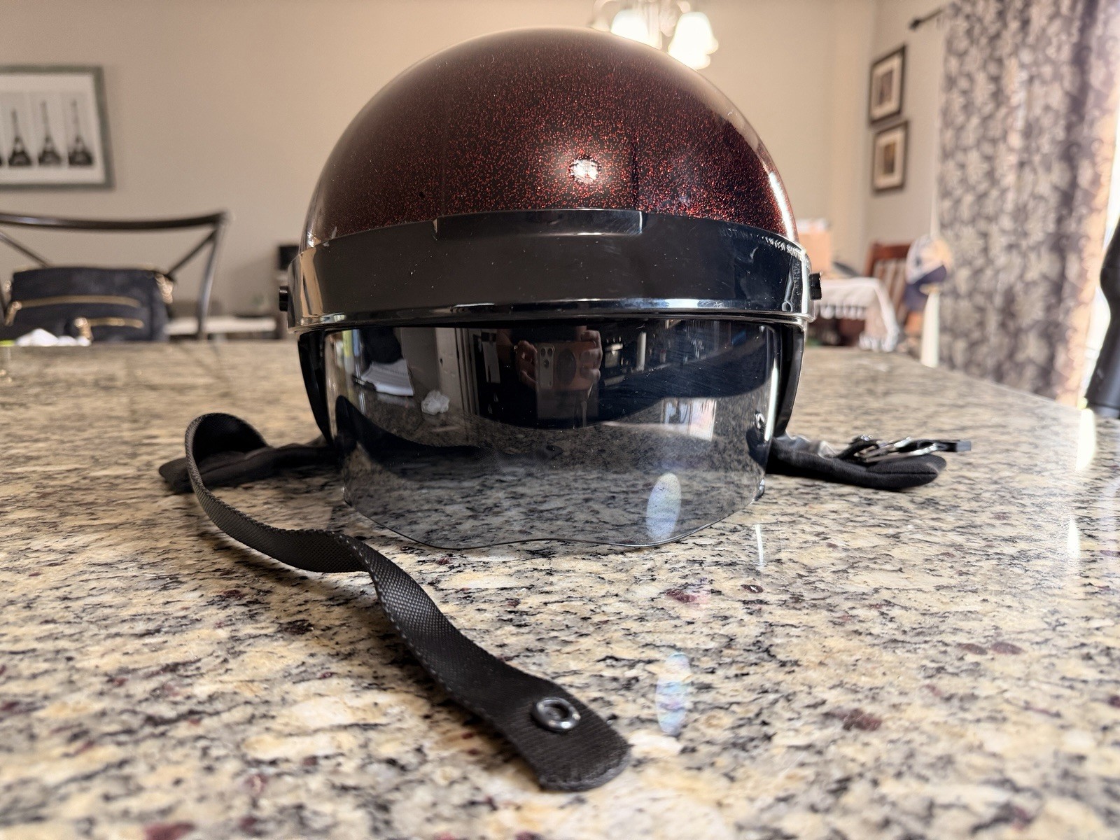 Harley-Davidson Paramount Half Helmet Red Flake Finish with Visor – Size-Medium