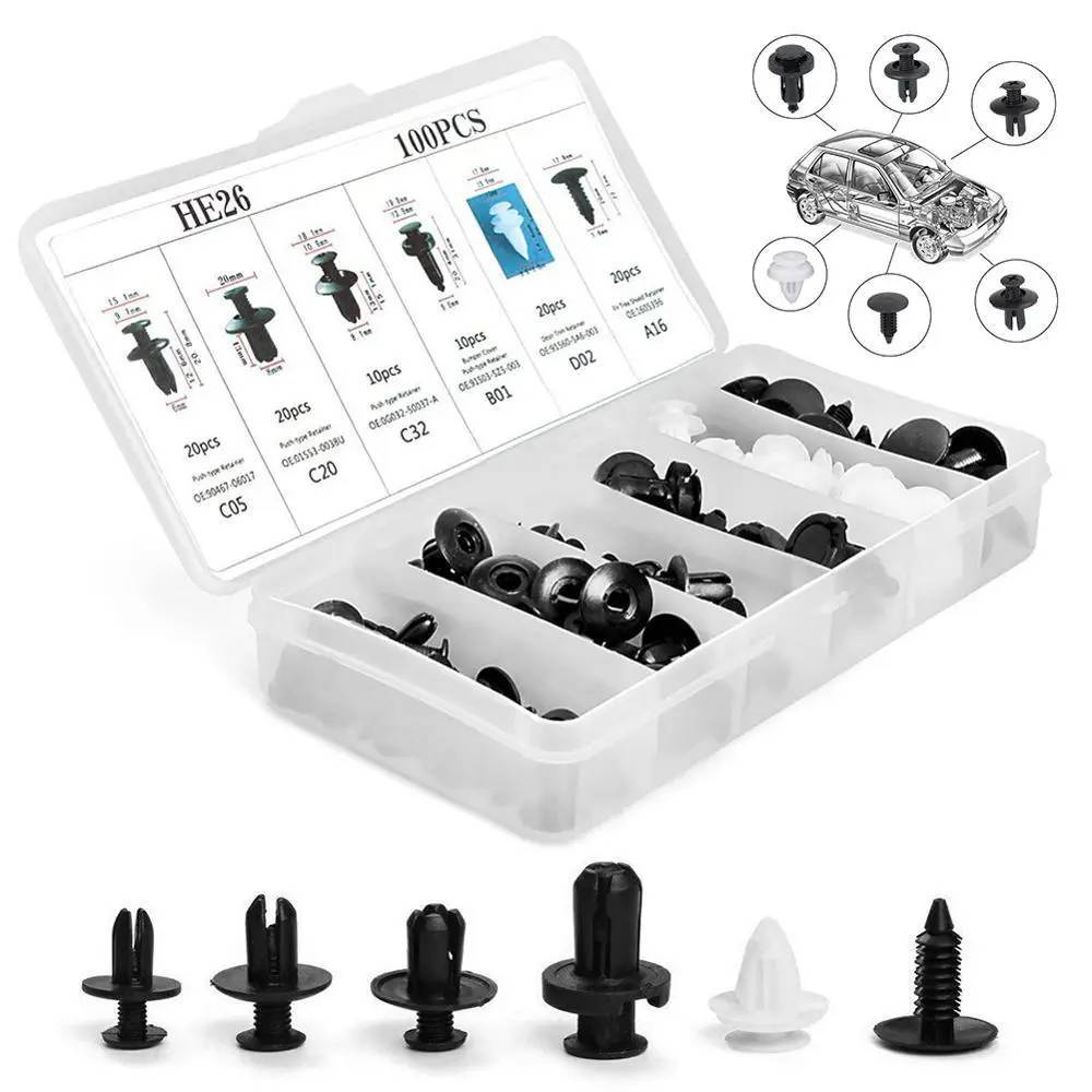 100pcs For Kia Hyundai Set Bumper Fender Liner Push Type Retainer Clips Fastener